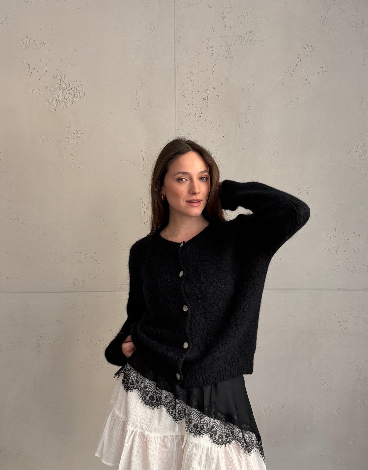 Mohair Strickjacke mit Rundhals - Switch - Fashion