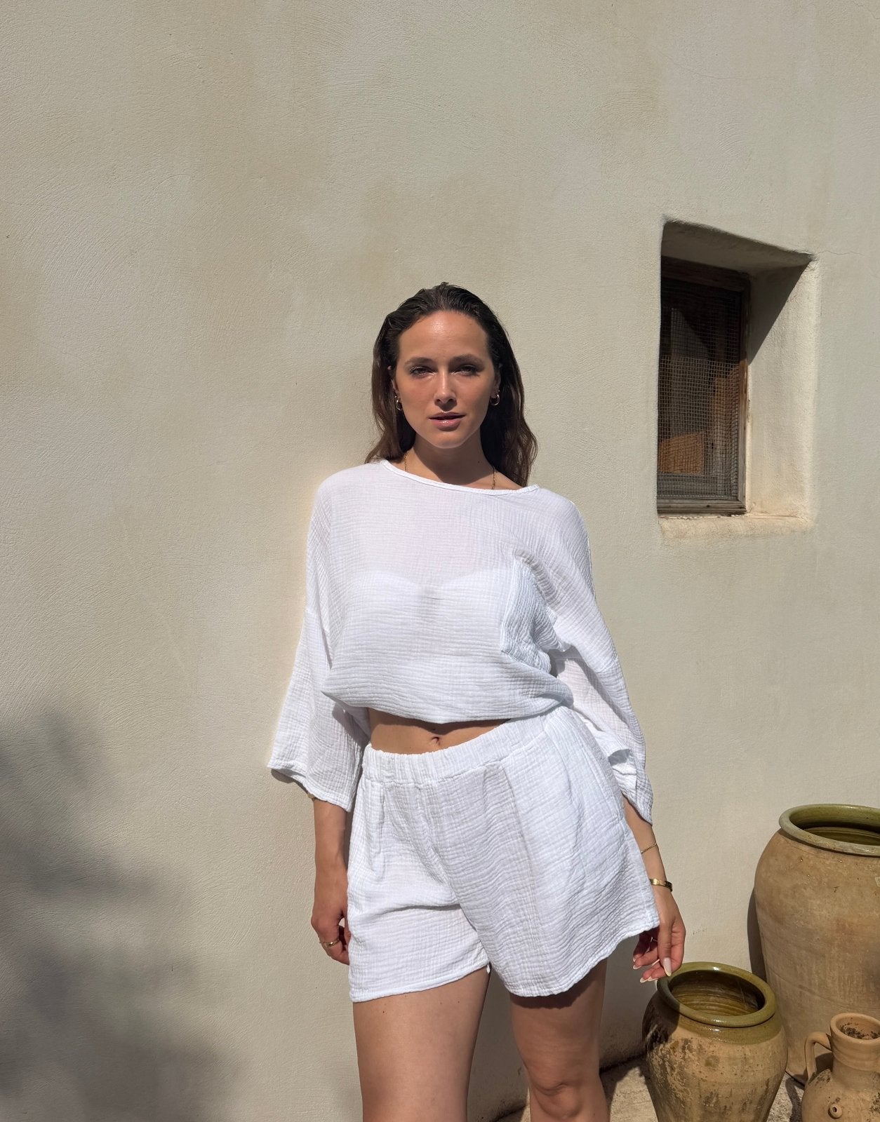 Musselin Set – Longsleeve & Shorts aus 100% Baumwolle - Switch-Fashion
