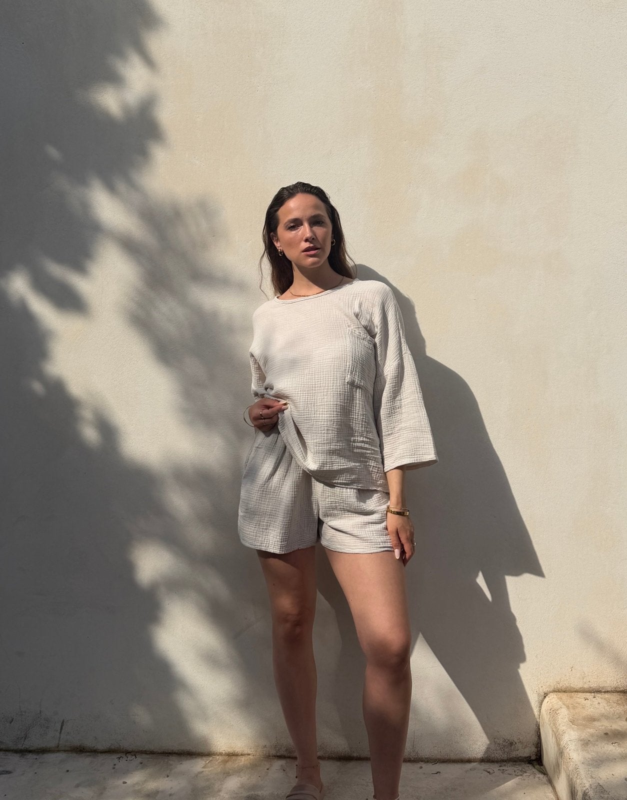 Musselin Set – Longsleeve & Shorts aus 100% Baumwolle - Switch-Fashion