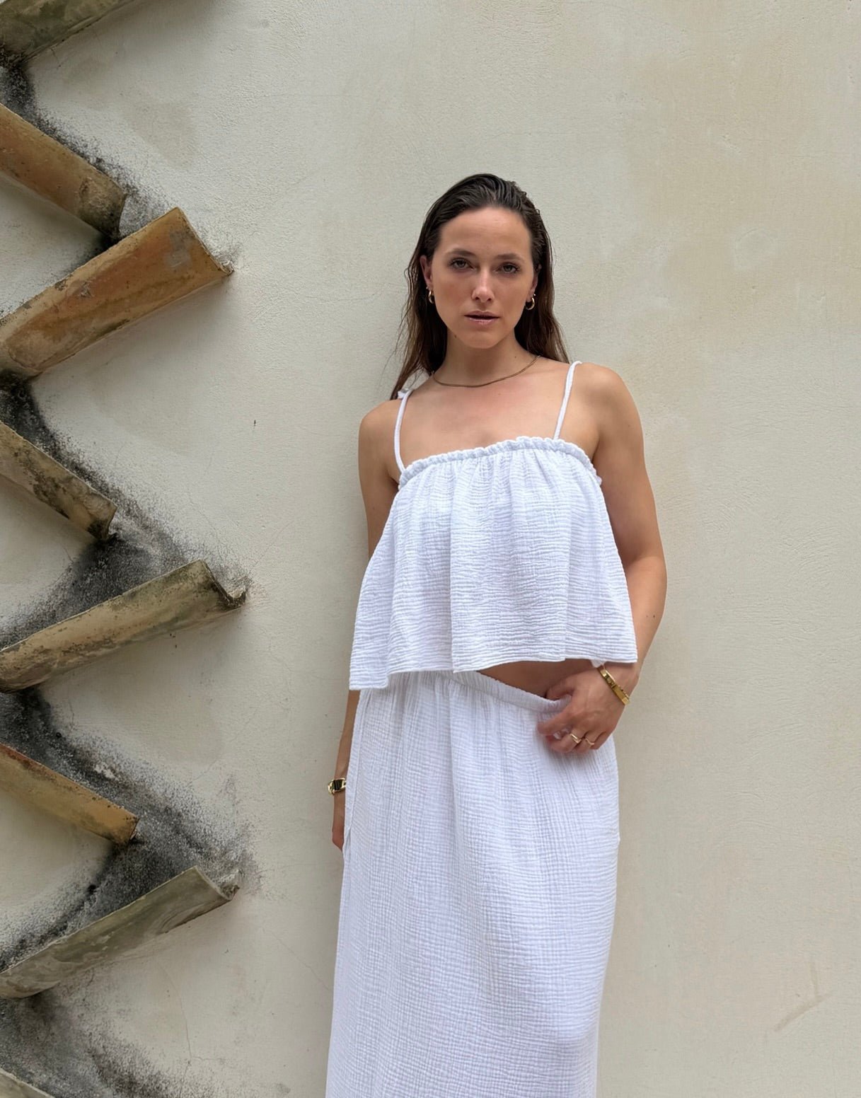 Musselin Top mit Bindeträgern – Kurz, 100% Baumwolle - Switch-Fashion