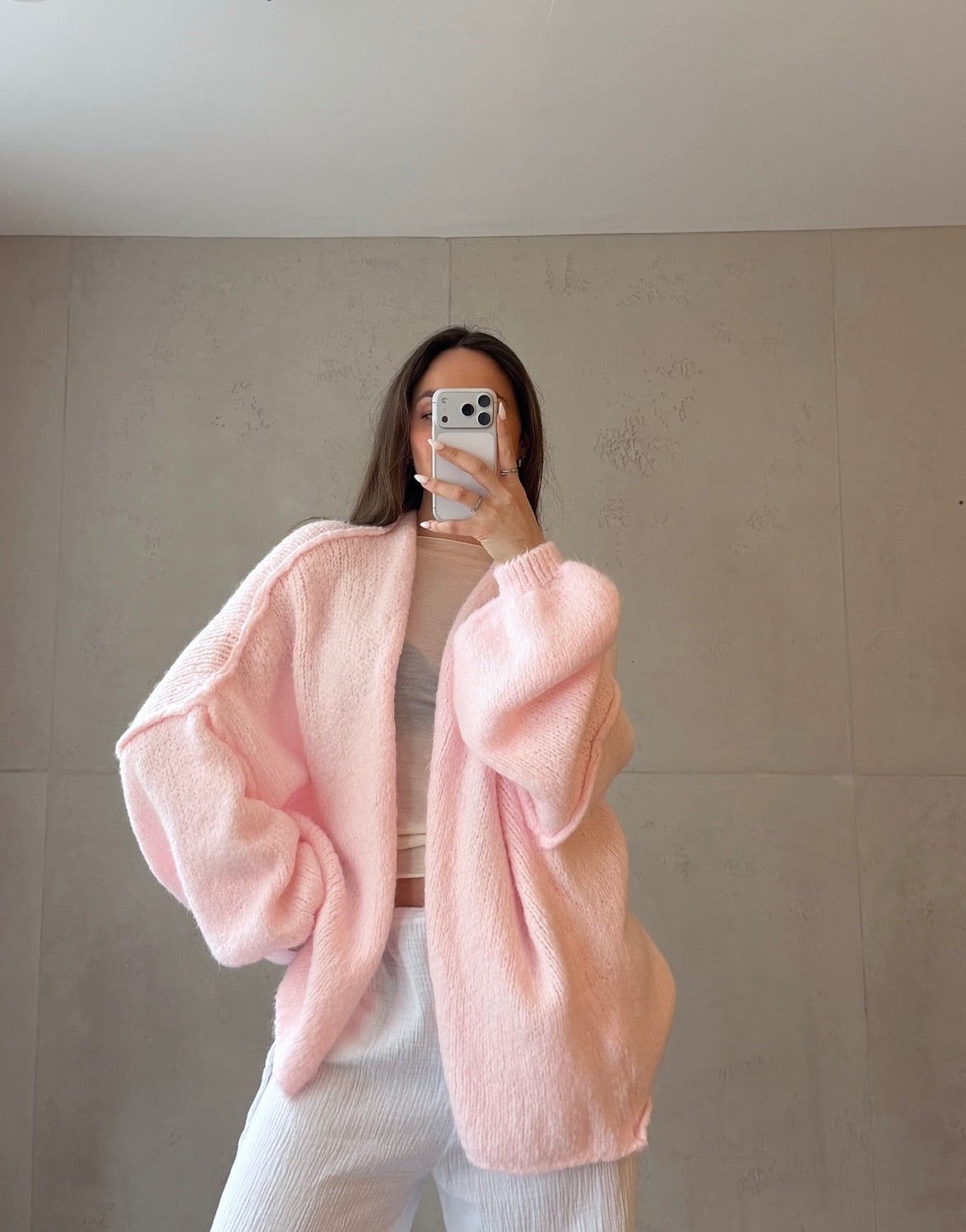 Oversize Strickjacke mit Außennaht - Switch - Fashion