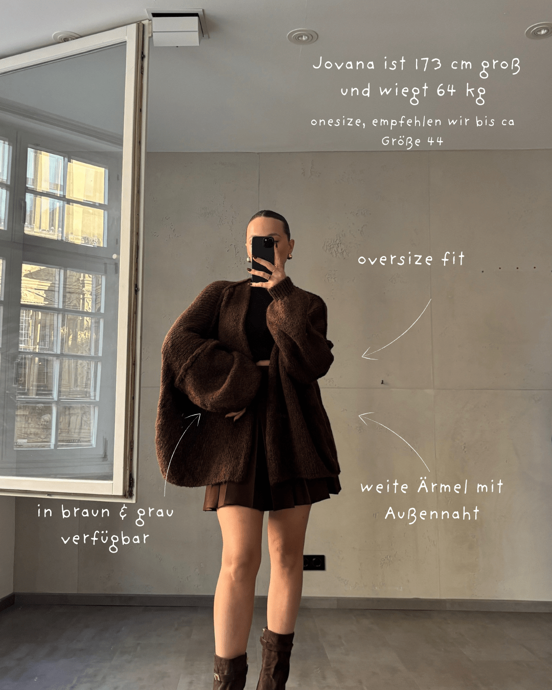 Oversize Strickjacke mit Außennaht - Switch - Fashion