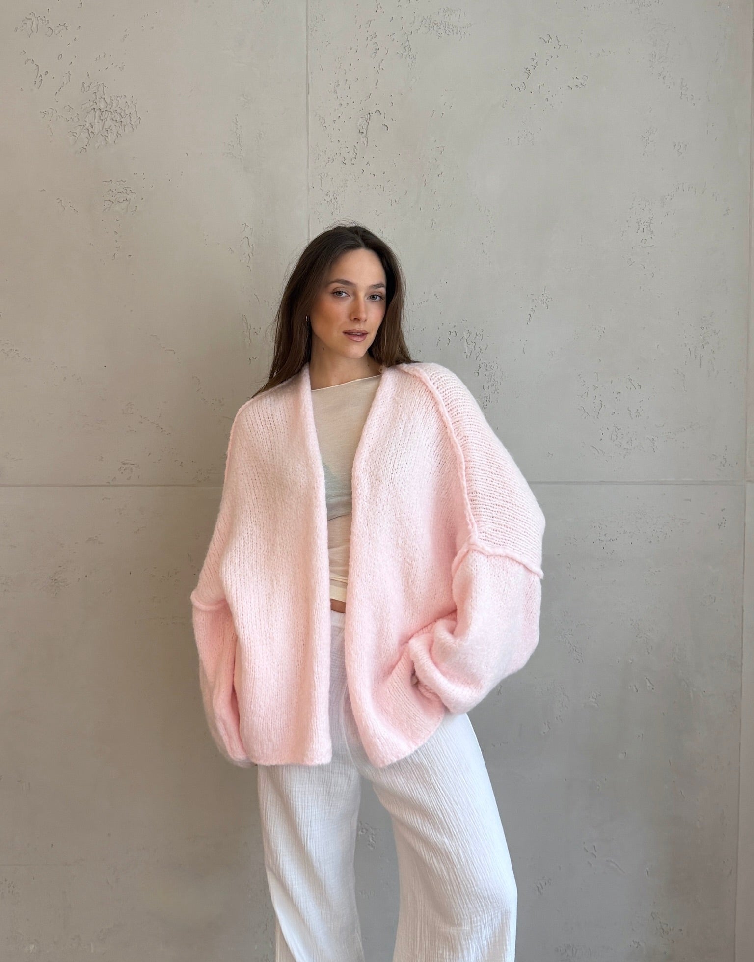 Oversize Strickjacke mit Außennaht - Switch - Fashion