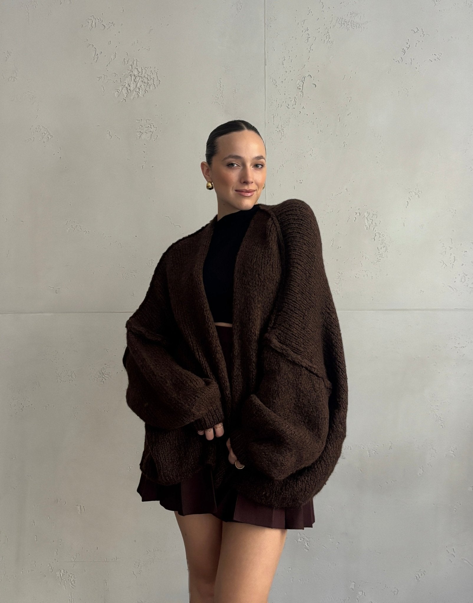 Oversize Strickjacke mit Außennaht - Switch - Fashion