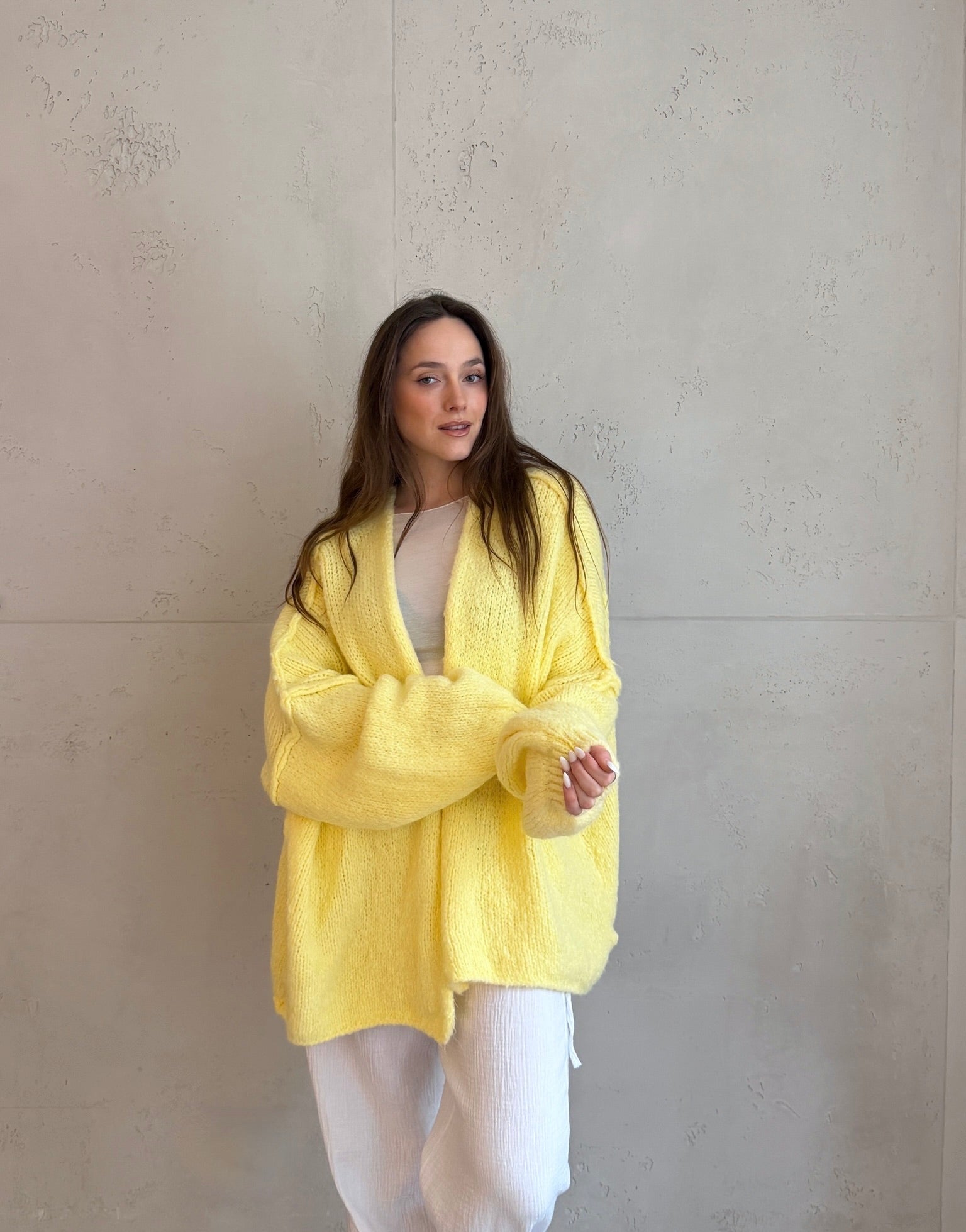 Oversize Strickjacke mit Außennaht - Switch - Fashion