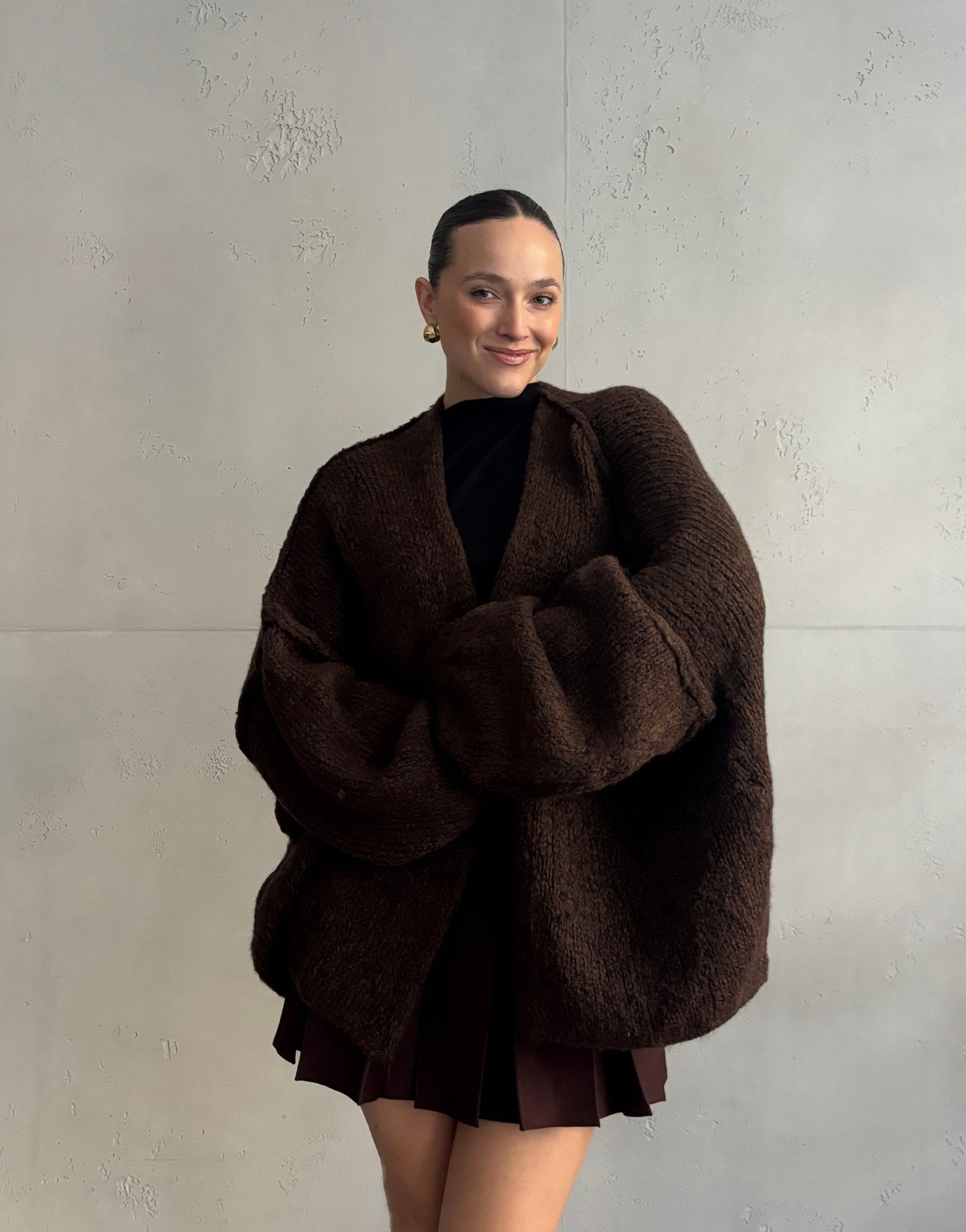 Oversize Strickjacke mit Außennaht - Switch - Fashion