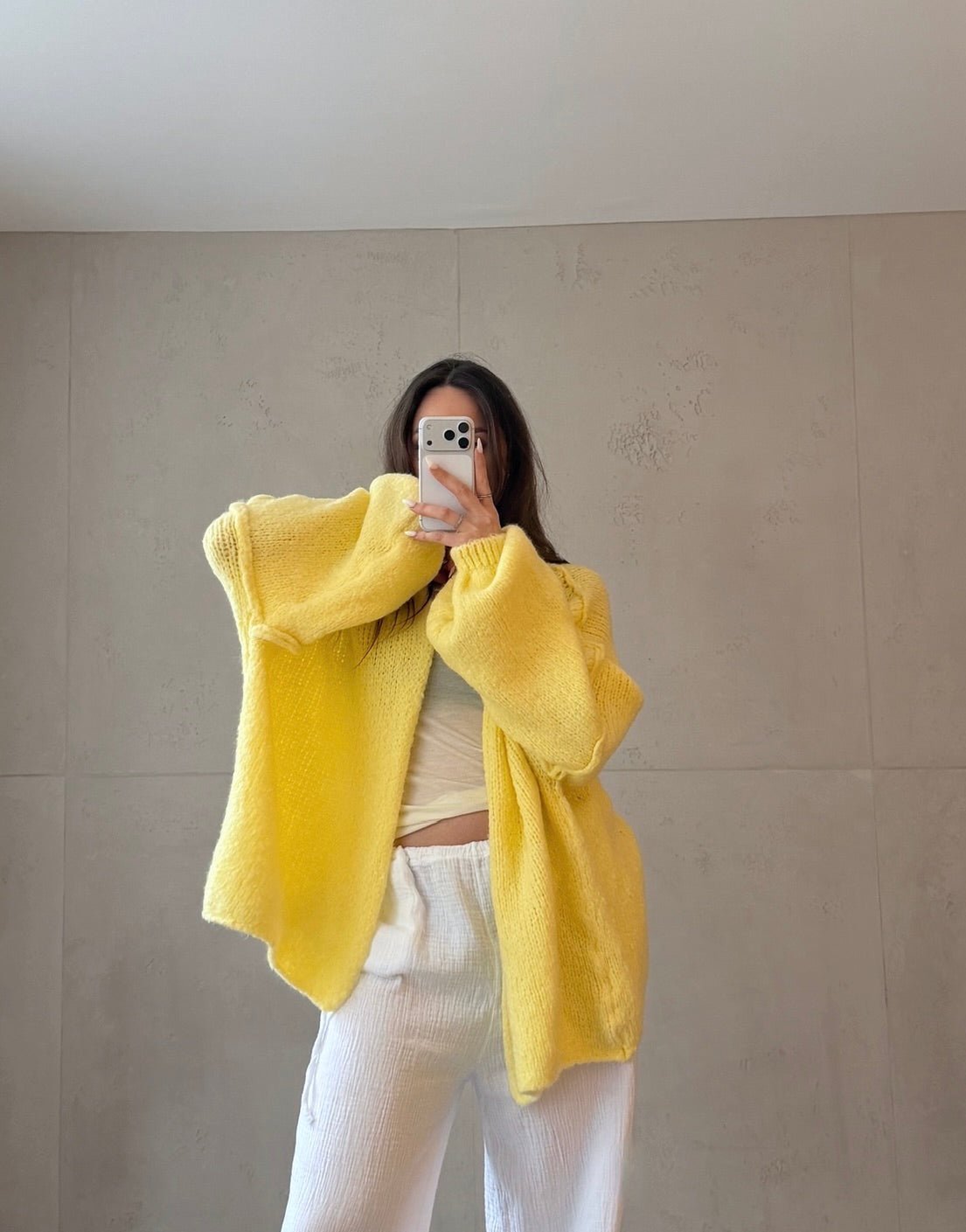 Oversize Strickjacke mit Außennaht - Switch - Fashion