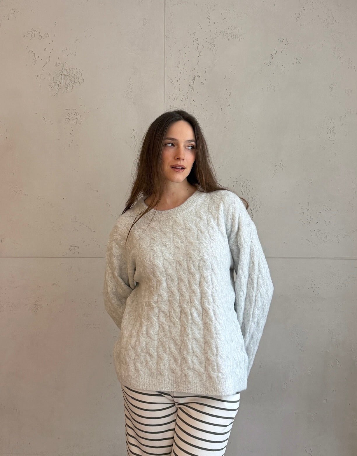 Oversize Zopfstrick Pullover mit leicht ausgestelltem Arm - Switch - Fashion