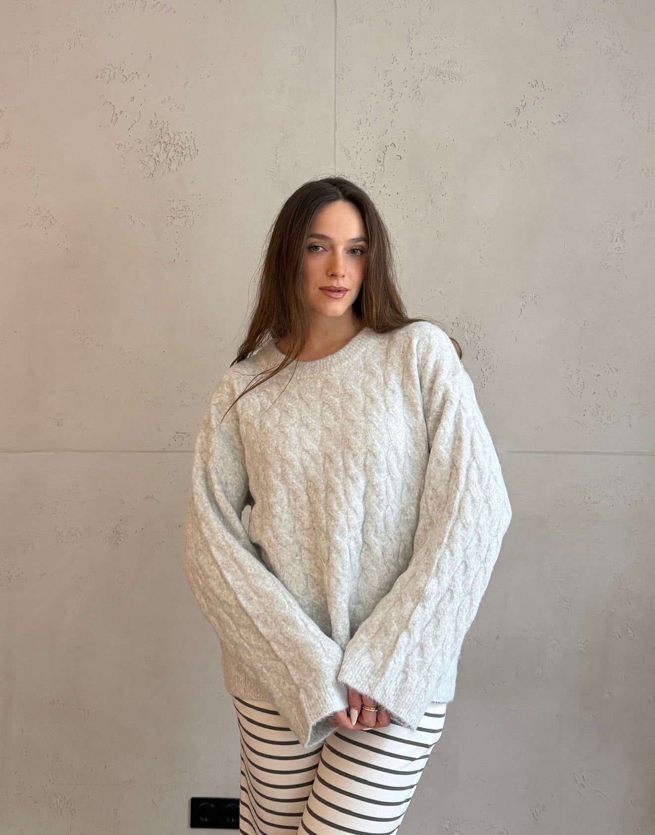 Oversize Zopfstrick Pullover mit leicht ausgestelltem Arm - Switch - Fashion