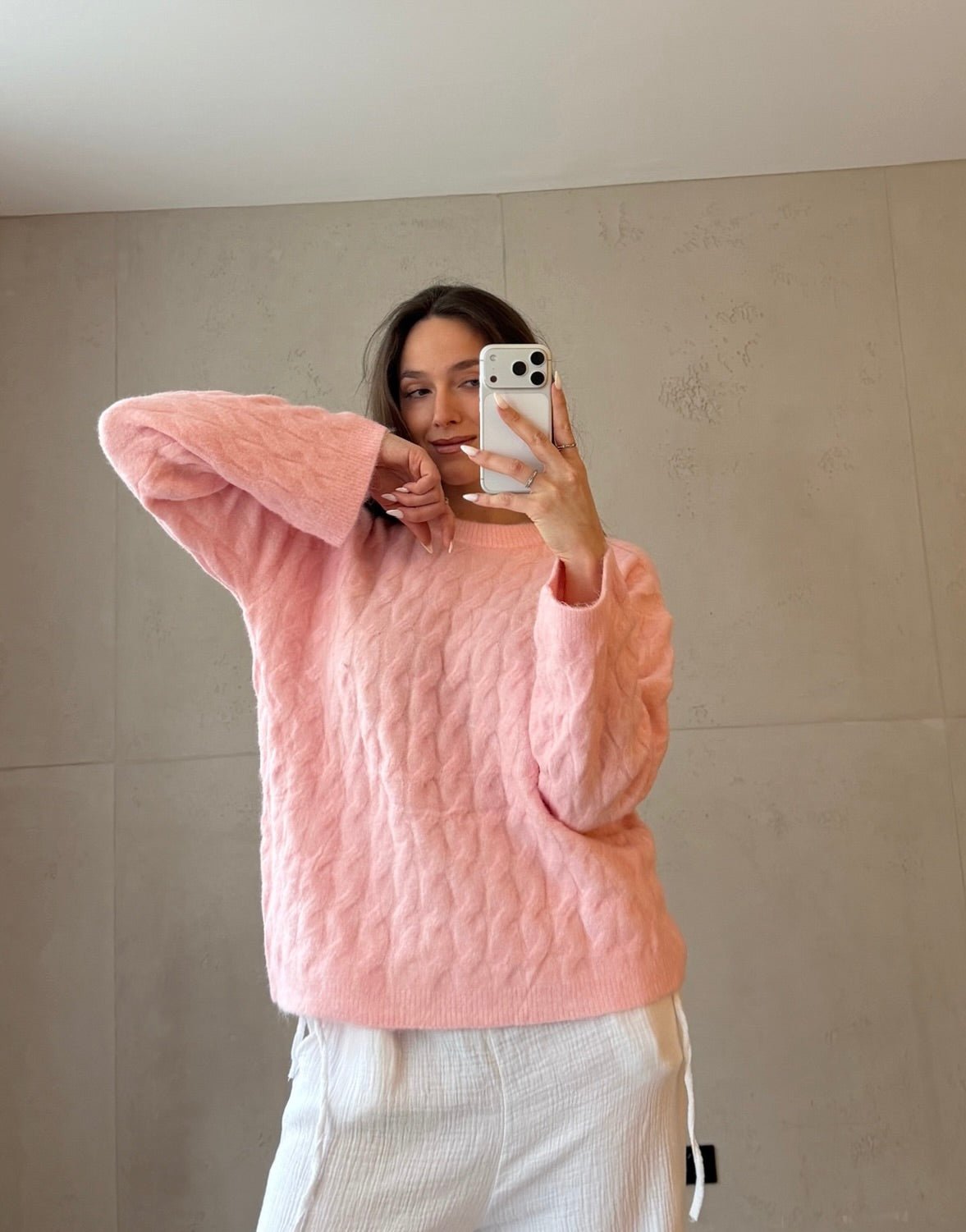 Oversize Zopfstrick Pullover mit leicht ausgestelltem Arm - Switch - Fashion