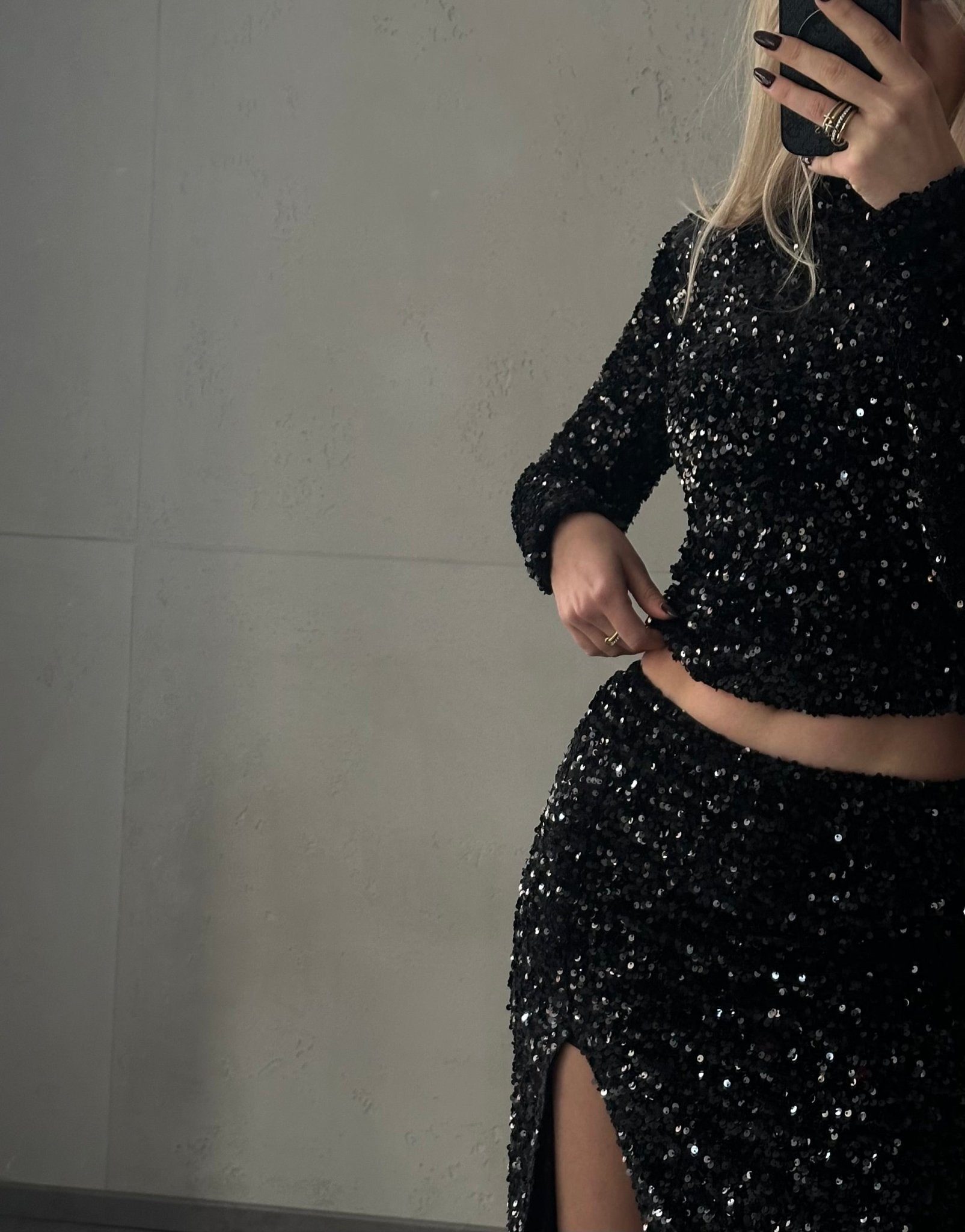 Pailletten Oberteil mit Stehkragen - Switch - Fashion