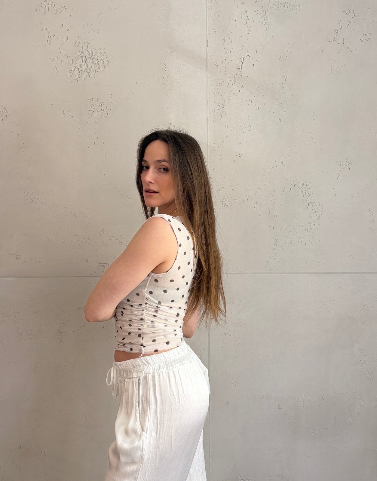 Polka Dot Mesh Top mit Untershirt – Figurbetont & tailliert - Switch - Fashion