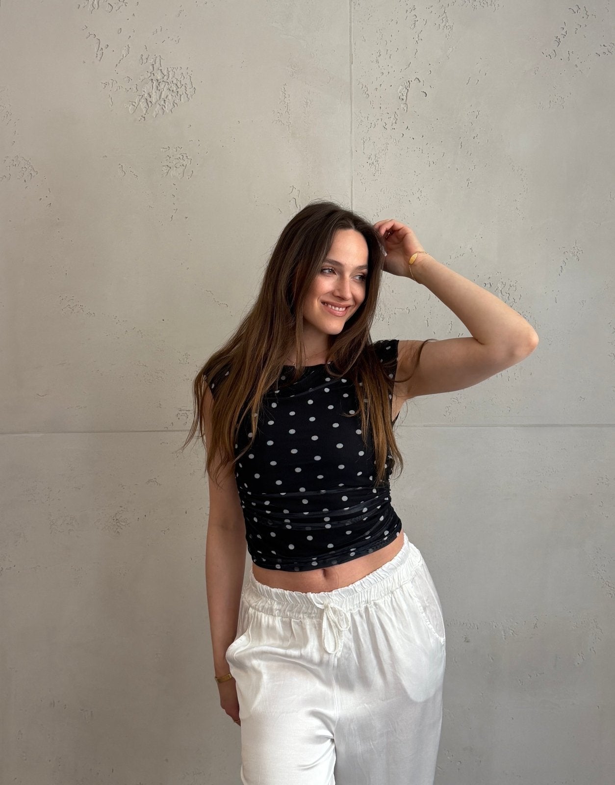 Polka Dot Mesh Top mit Untershirt – Figurbetont & tailliert - Switch - Fashion