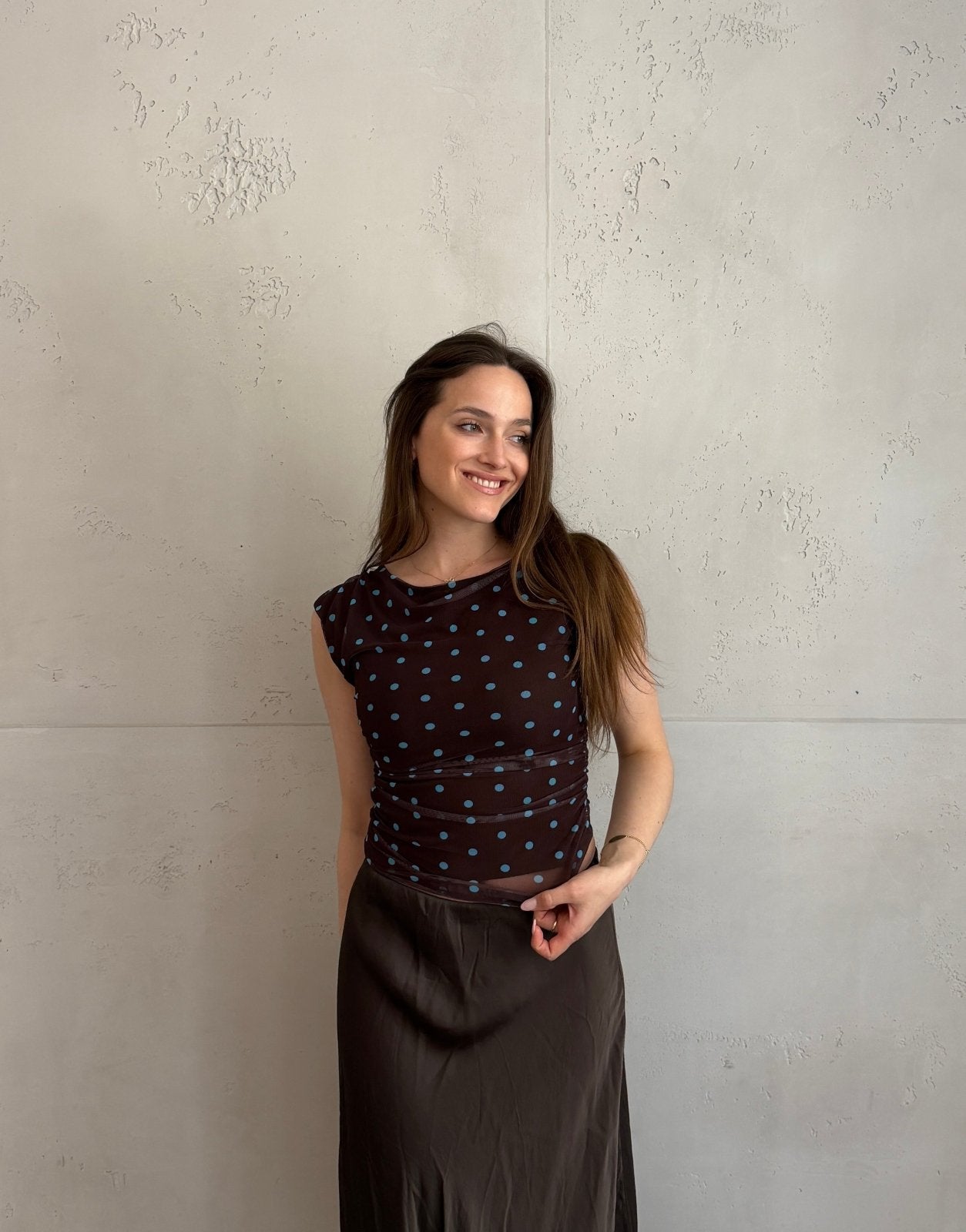 Polka Dot Mesh Top mit Untershirt – Figurbetont & tailliert - Switch - Fashion