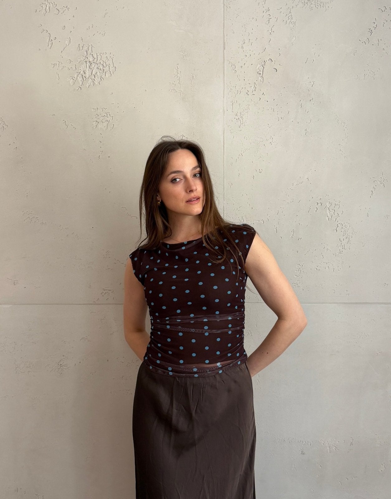 Polka Dot Mesh Top mit Untershirt – Figurbetont & tailliert - Switch - Fashion