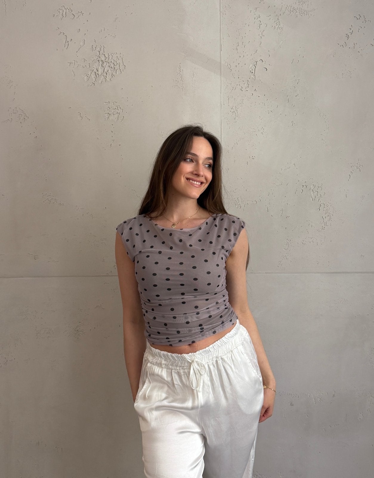 Polka Dot Mesh Top mit Untershirt – Figurbetont & tailliert - Switch - Fashion
