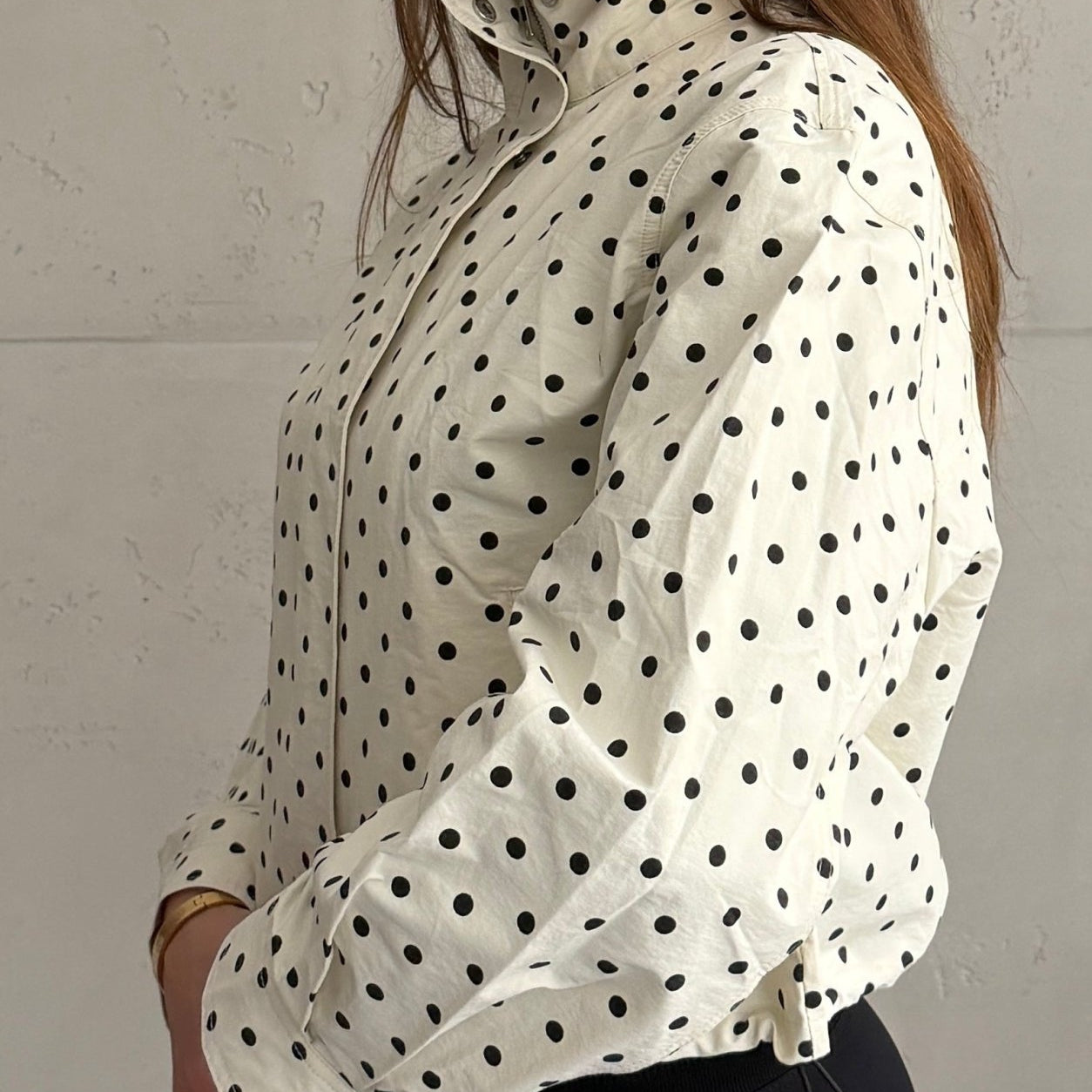 Polka Dot Windjacke mit Stehkragen & verstellbarem Bund – Beige - Switch - Fashion