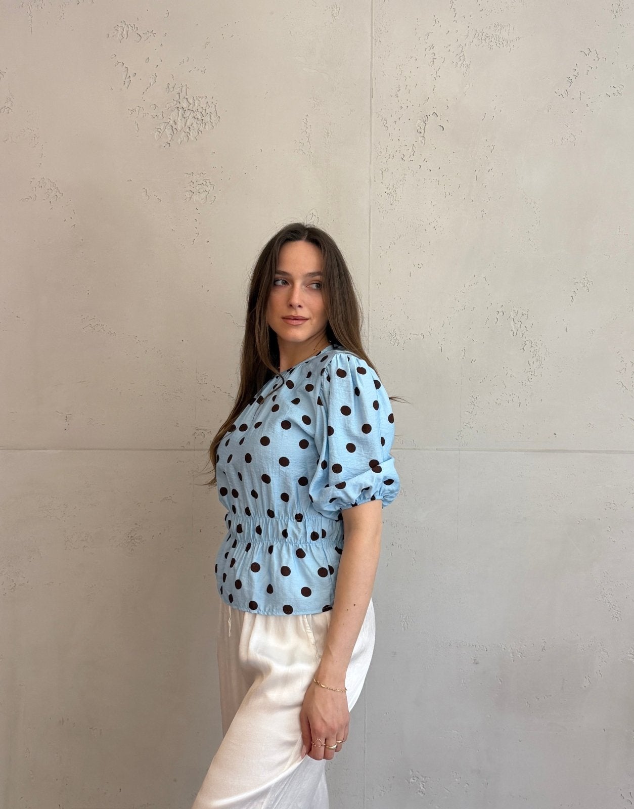 Polka Dots Bluse mit Kurzarm – Tailliert durch Gummibund - Switch - Fashion