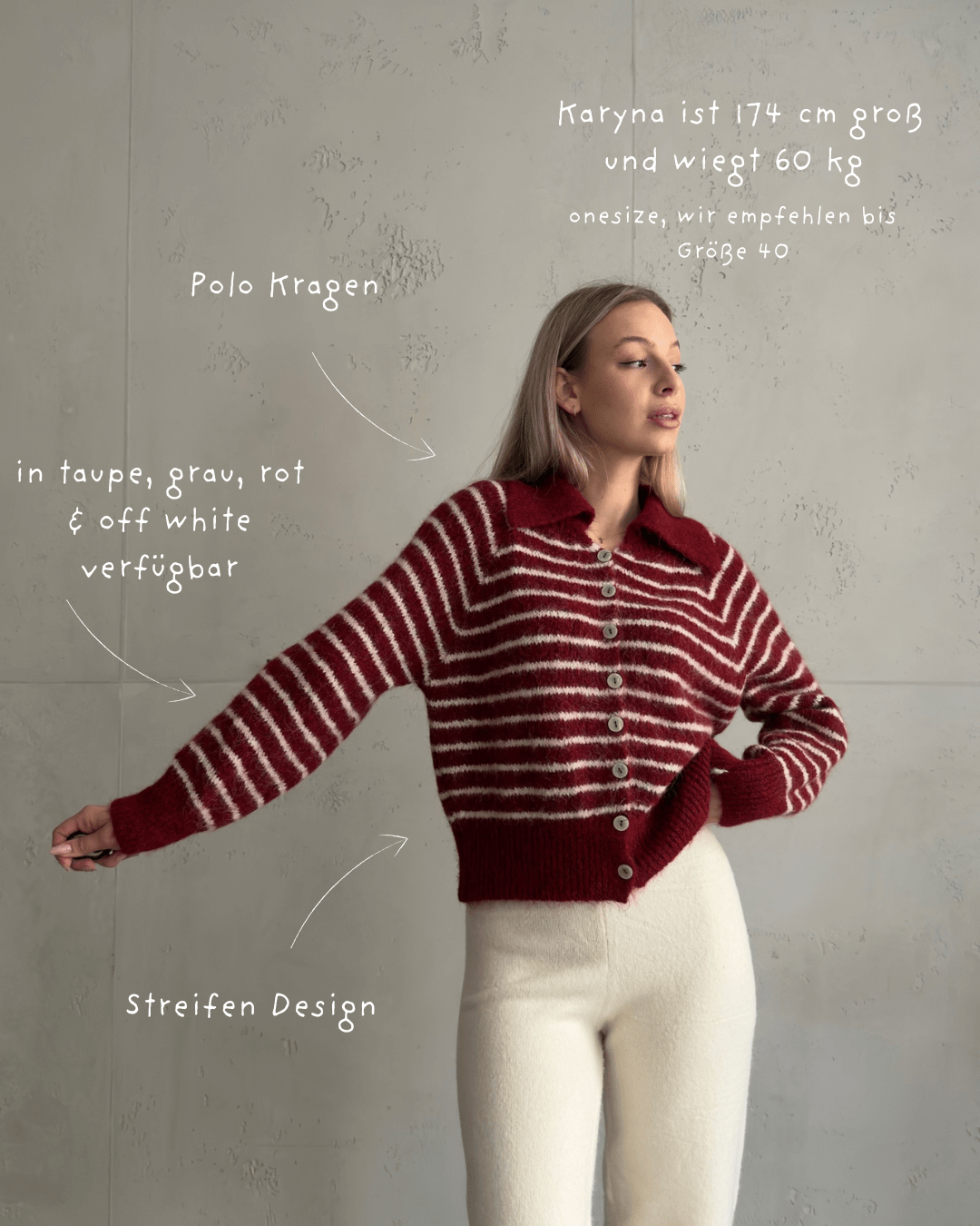 Polo Strickjacke gestreift – Recycled Polyester & Wolle - Switch - Fashion