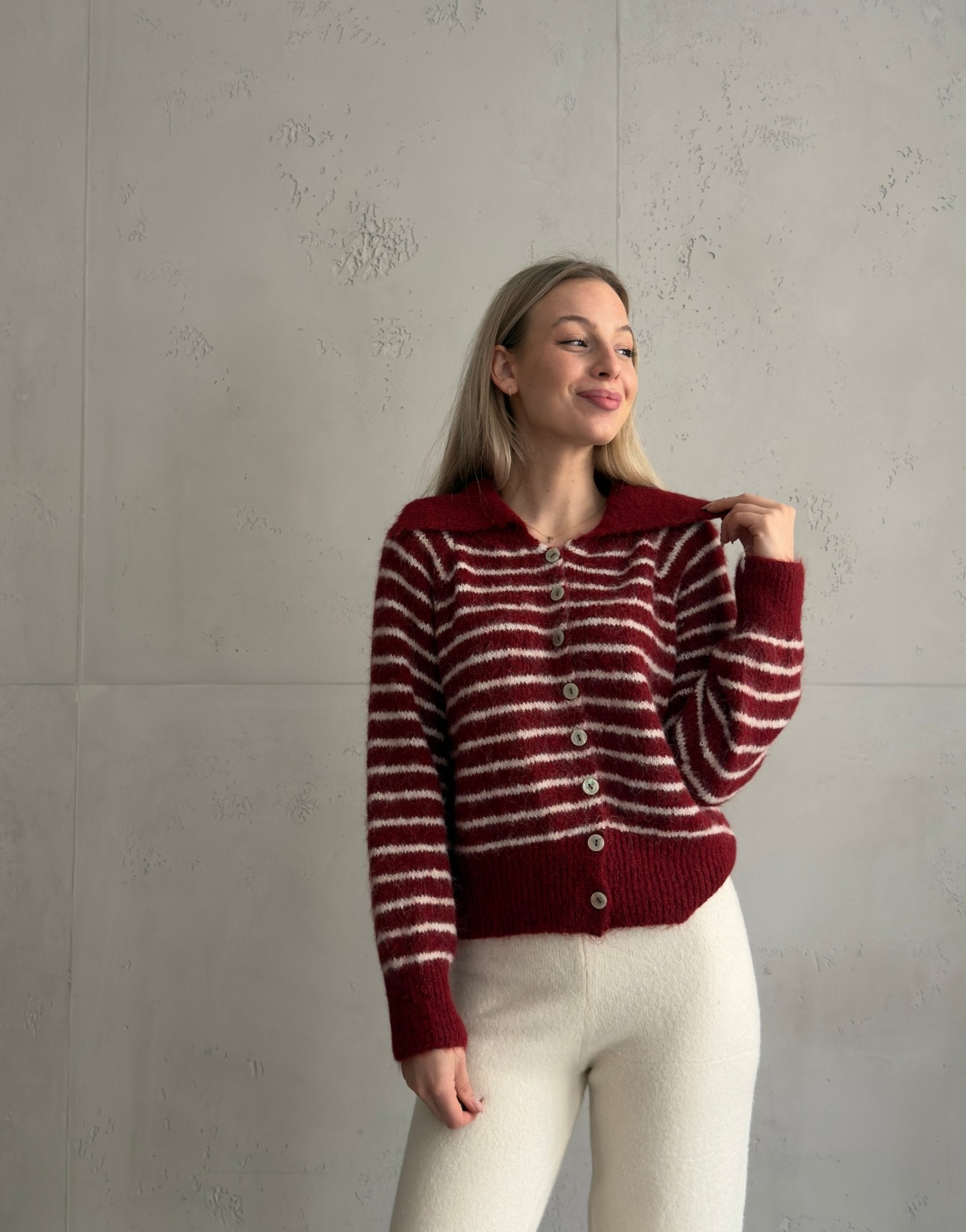 Polo Strickjacke gestreift – Recycled Polyester & Wolle - Switch - Fashion