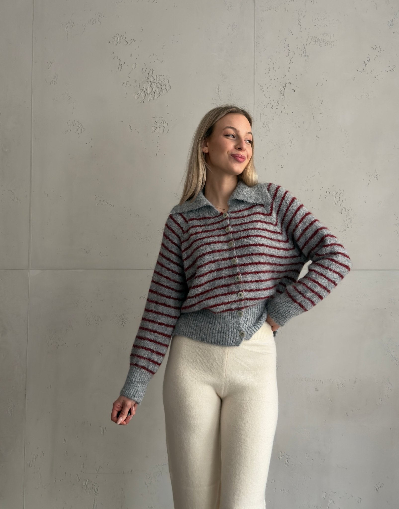 Polo Strickjacke gestreift – Recycled Polyester & Wolle - Switch - Fashion