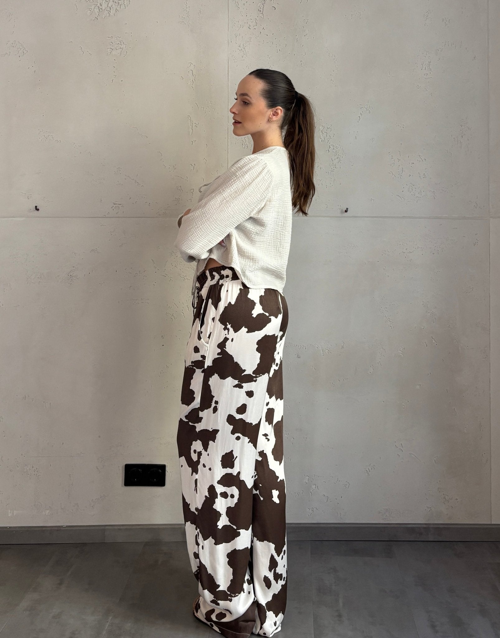 Silky Hose mit Cow - Print - Switch - Fashion