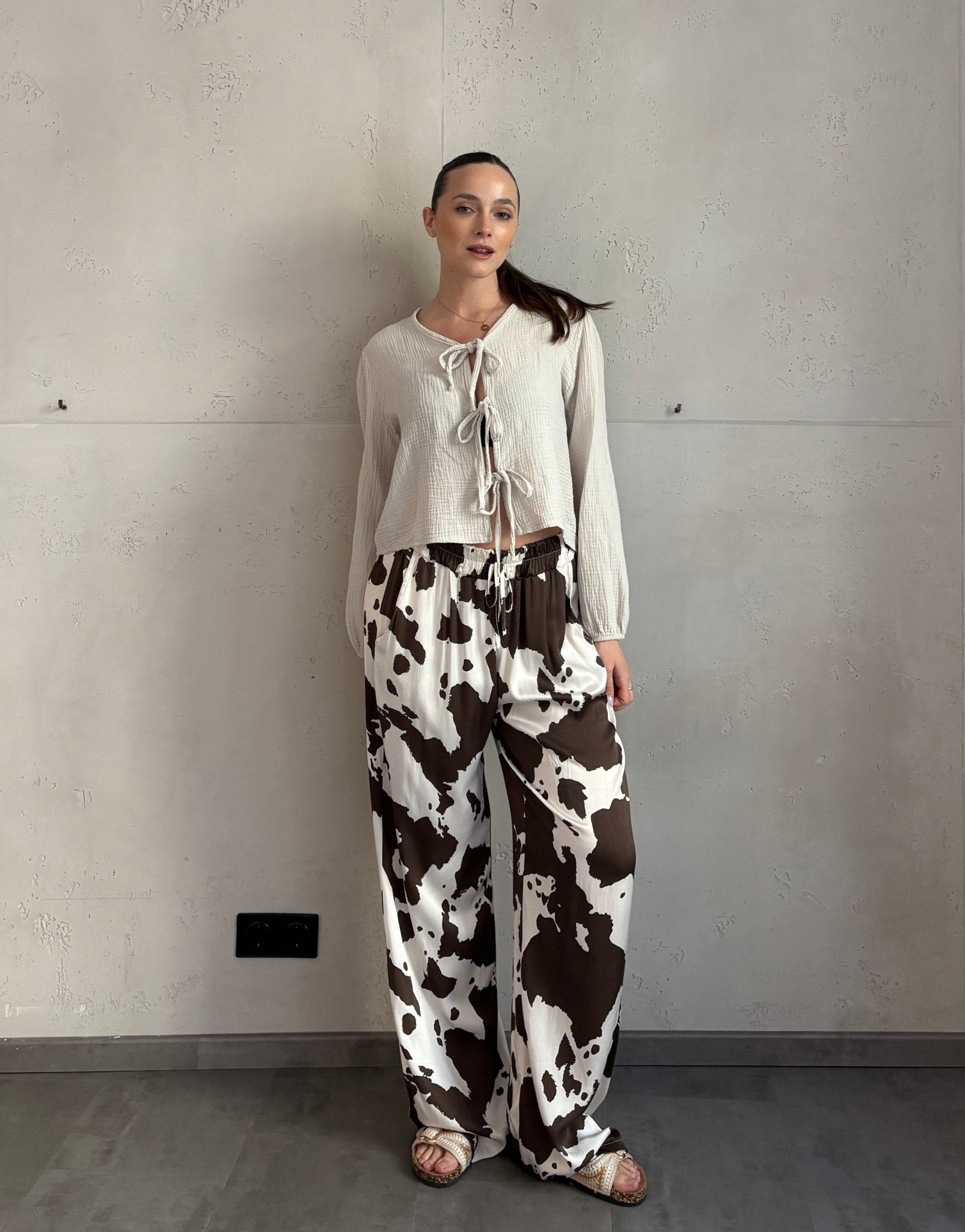 Silky Hose mit Cow - Print - Switch - Fashion