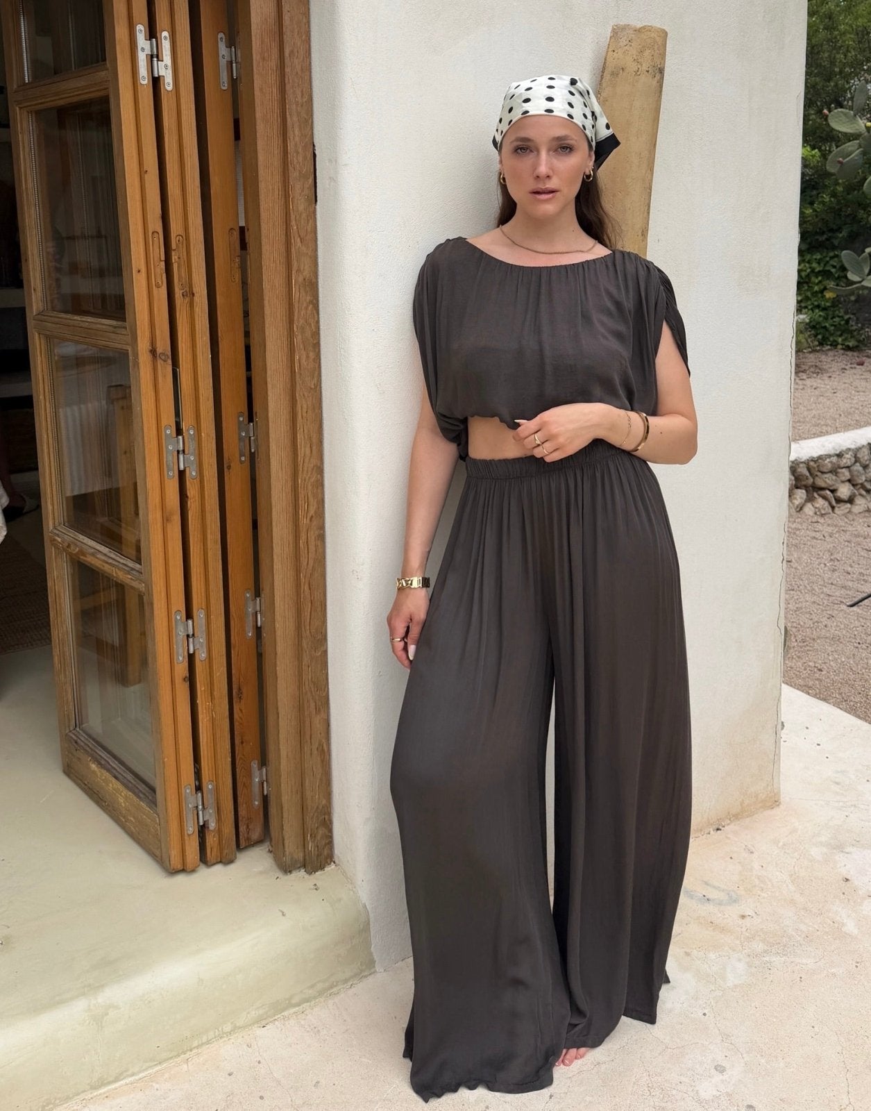 Silky Set – Oversize Shirt & Wide Leg Pants aus Viskose - Switch-Fashion