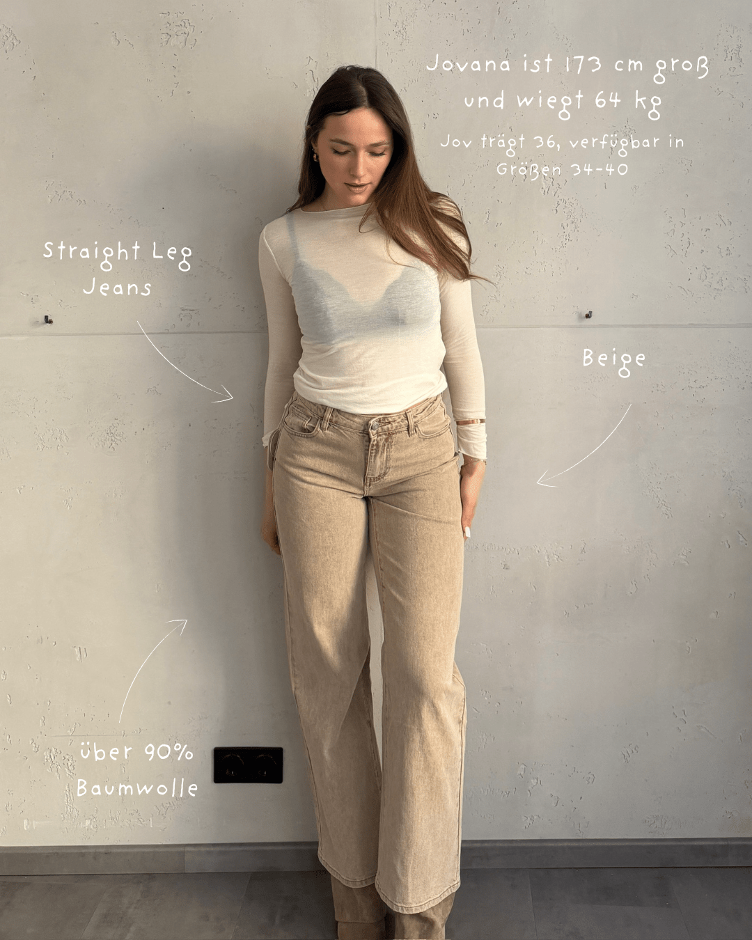 Straight Leg Jeans in Beige – Stonewashed - Switch - Fashion