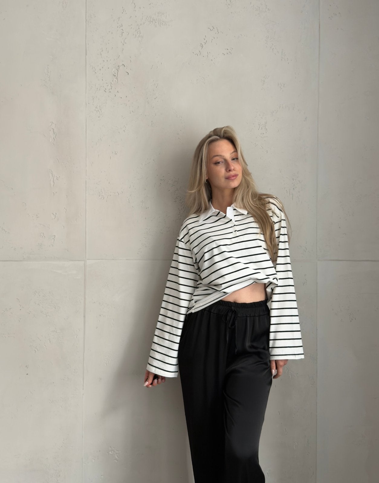 Streifen - Polo mit weitem Langarm im 80s Style – Retro trifft Modern - Switch - Fashion