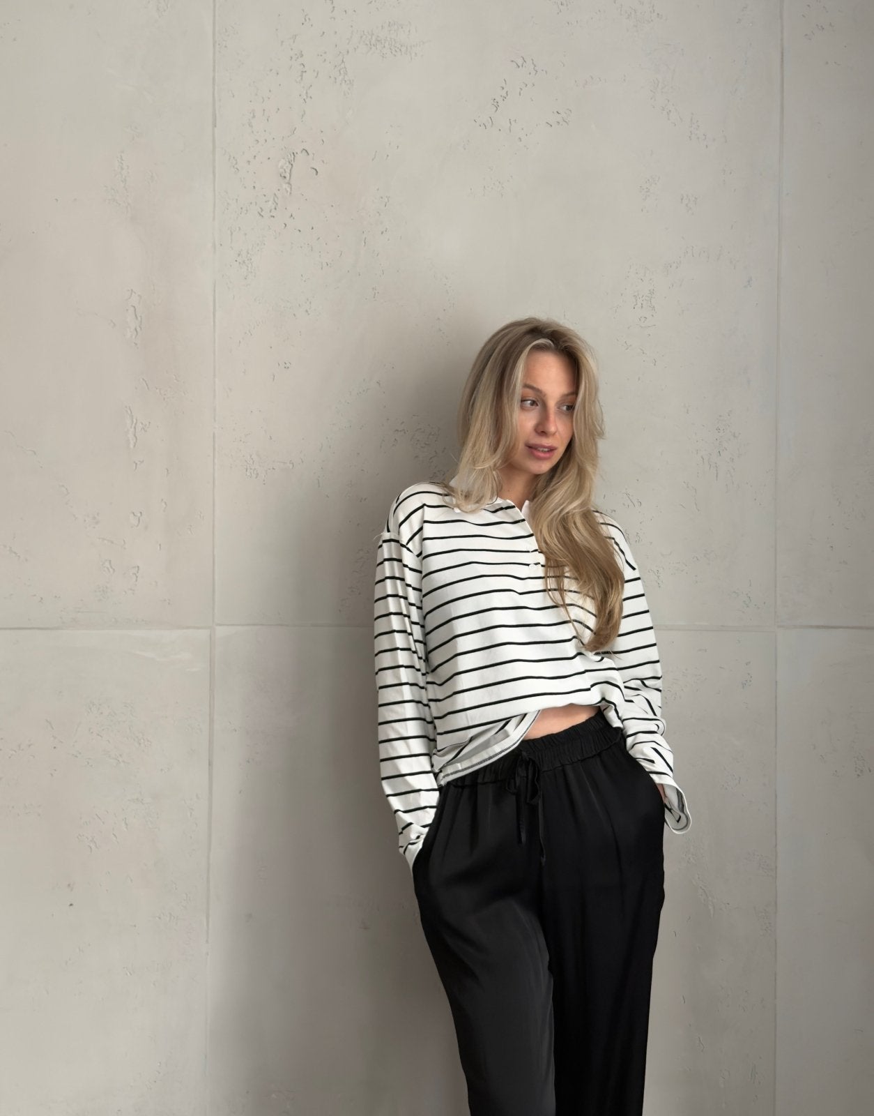 Streifen - Polo mit weitem Langarm im 80s Style – Retro trifft Modern - Switch - Fashion