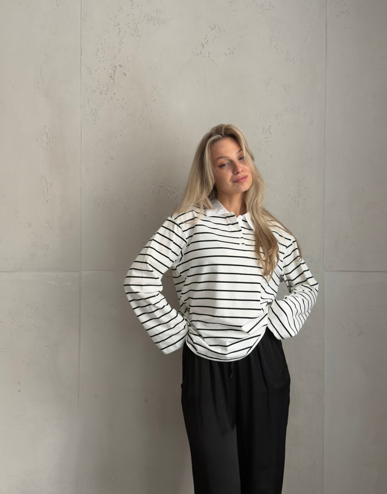 Streifen - Polo mit weitem Langarm im 80s Style – Retro trifft Modern - Switch - Fashion