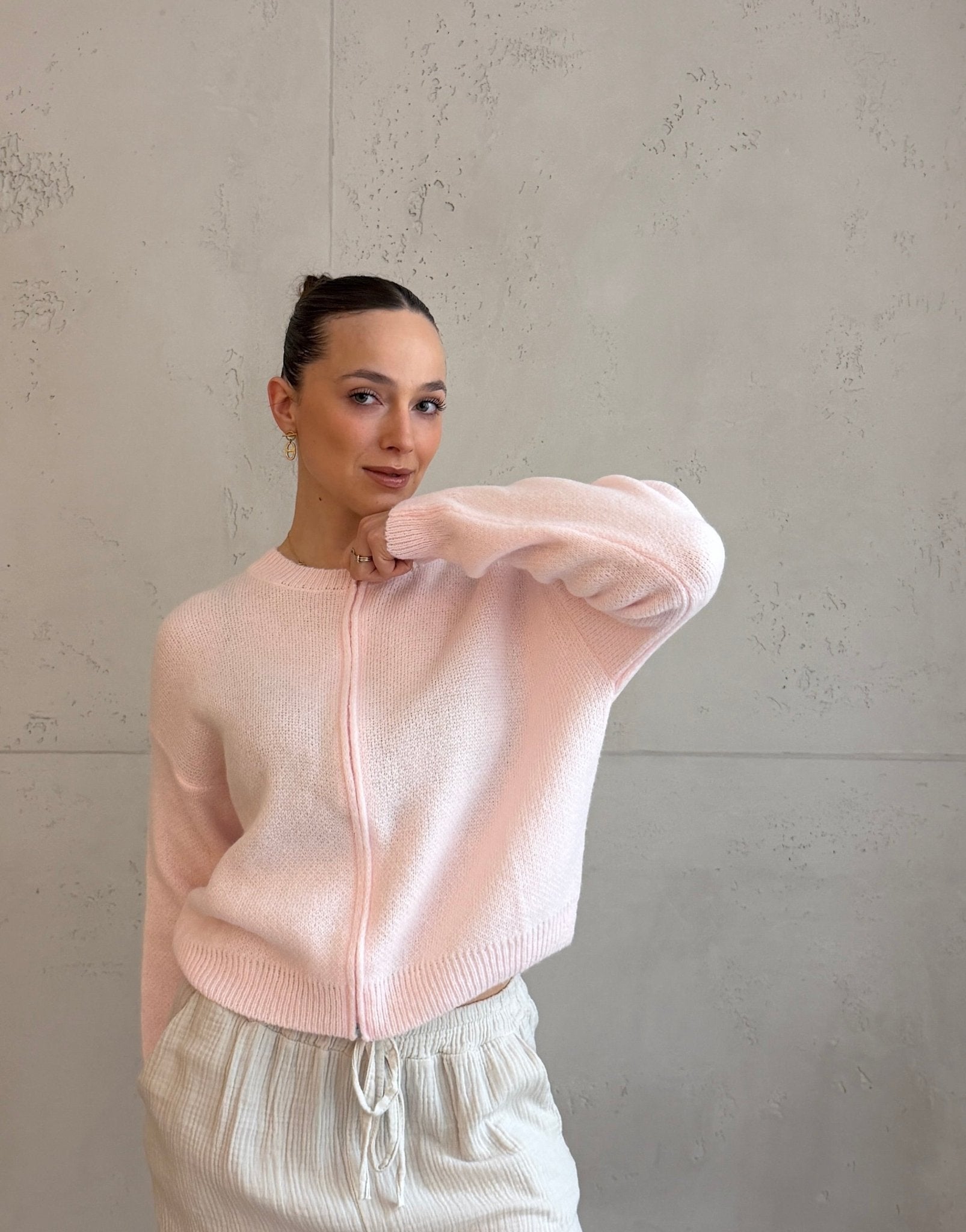 Strickjacke im Bomber - Stil mit Reißverschluss - Switch - Fashion