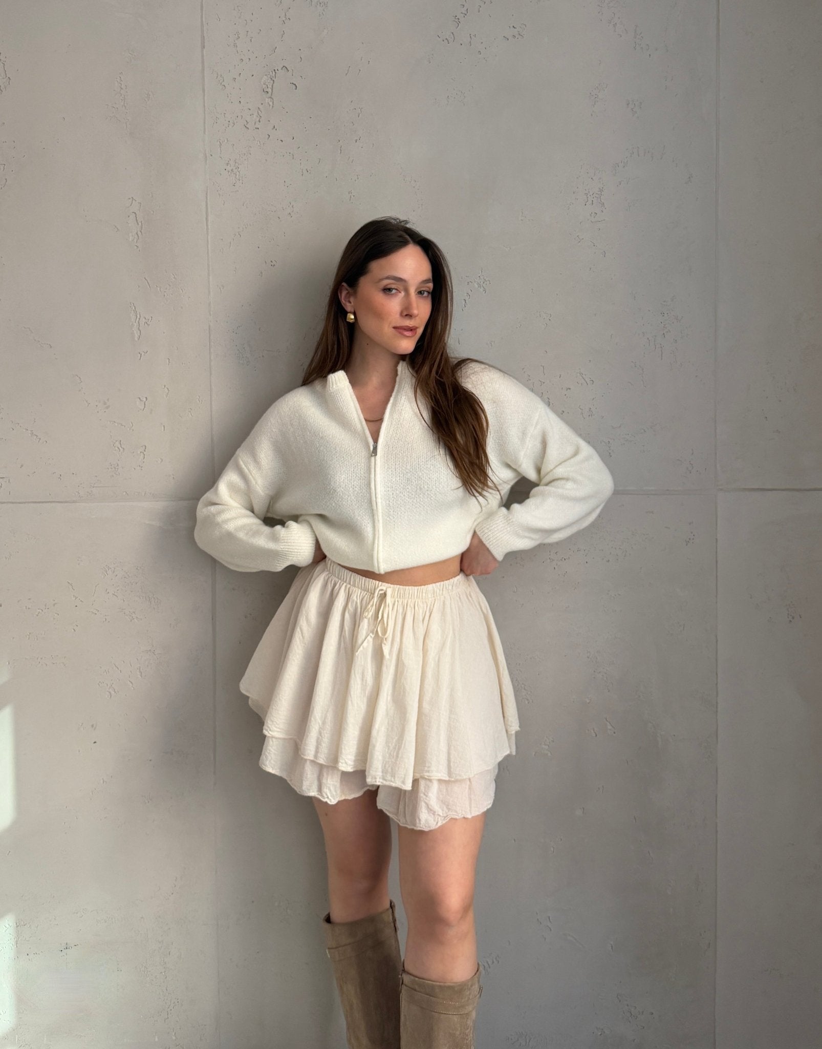 Strickjacke im Bomber - Stil mit Reißverschluss - Switch - Fashion