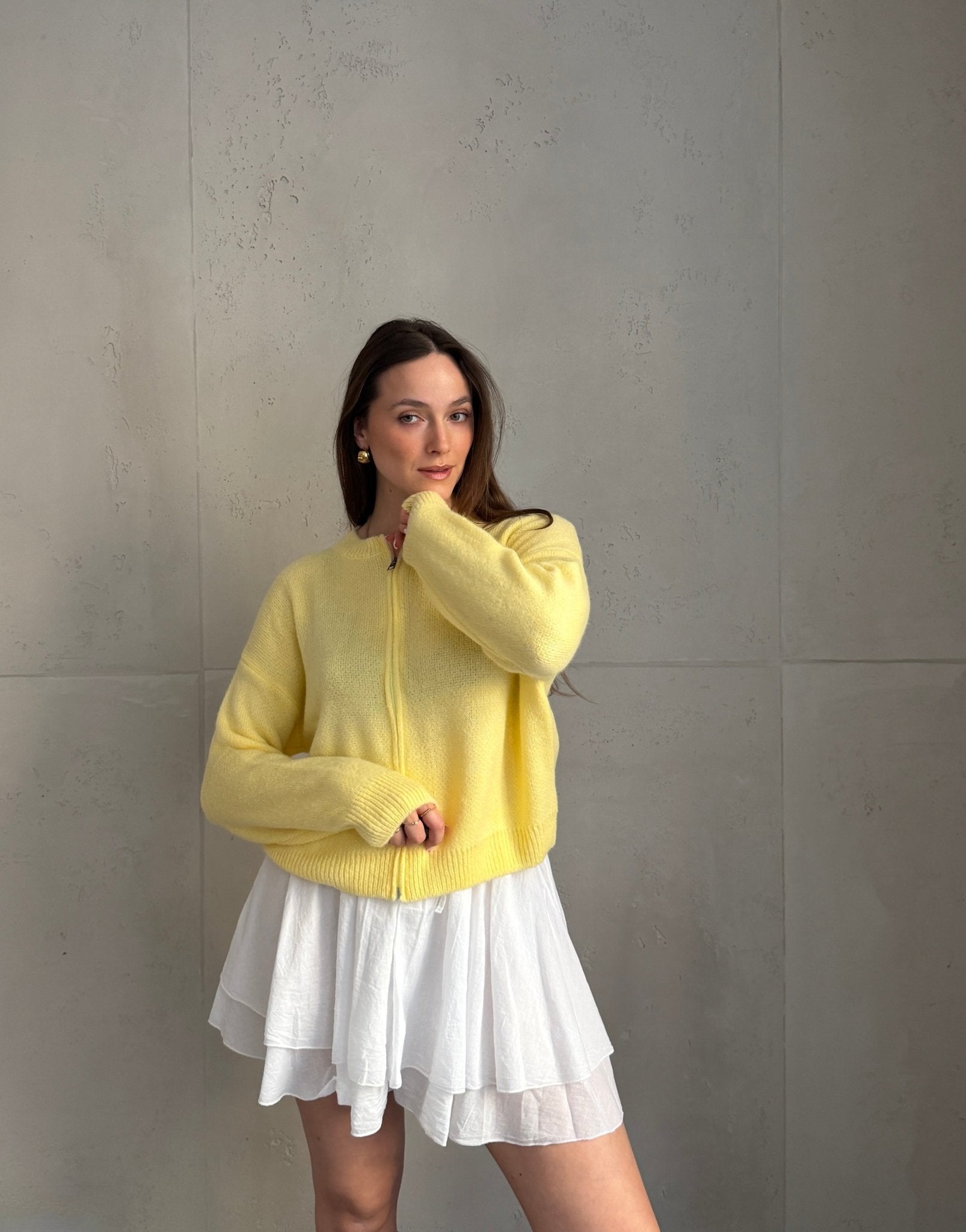 Strickjacke im Bomber - Stil mit Reißverschluss - Switch - Fashion