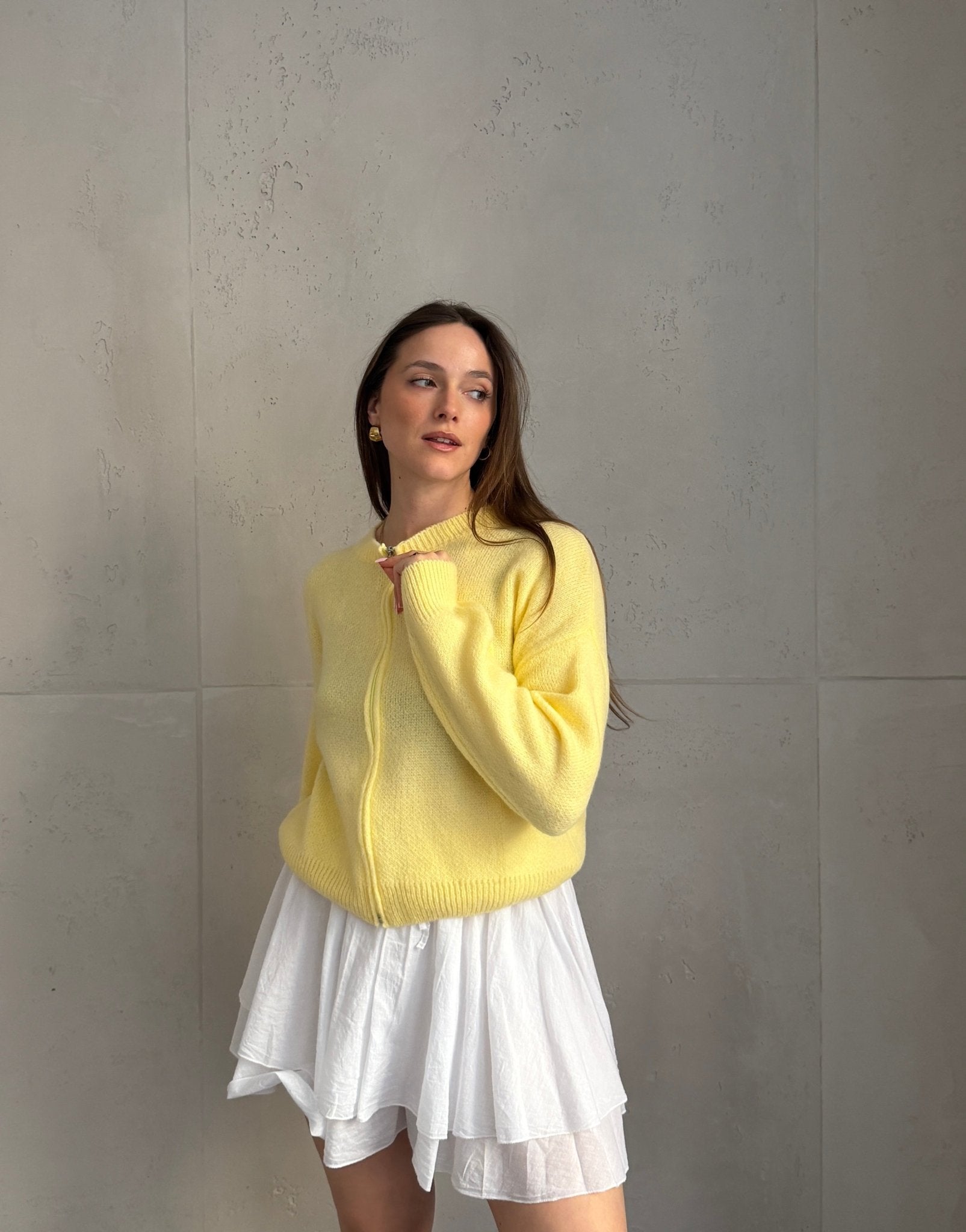 Strickjacke im Bomber - Stil mit Reißverschluss - Switch - Fashion