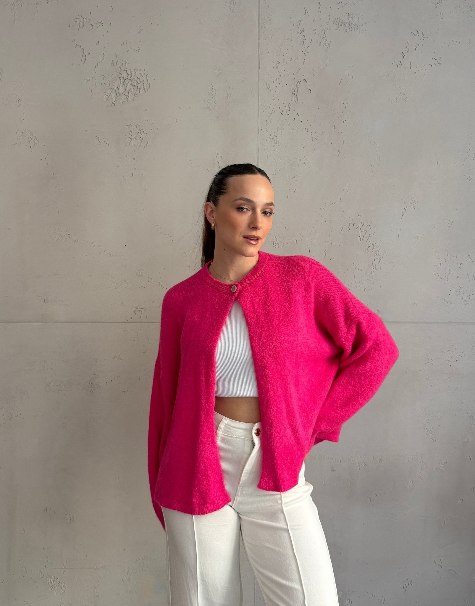 Strickjacke mit einem Knopf und weitem Arm - Switch - Fashion