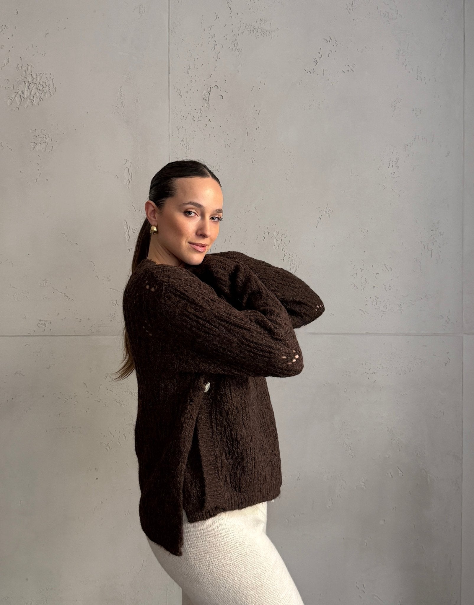Strickjacke mit Taillen - Knopf - Switch - Fashion