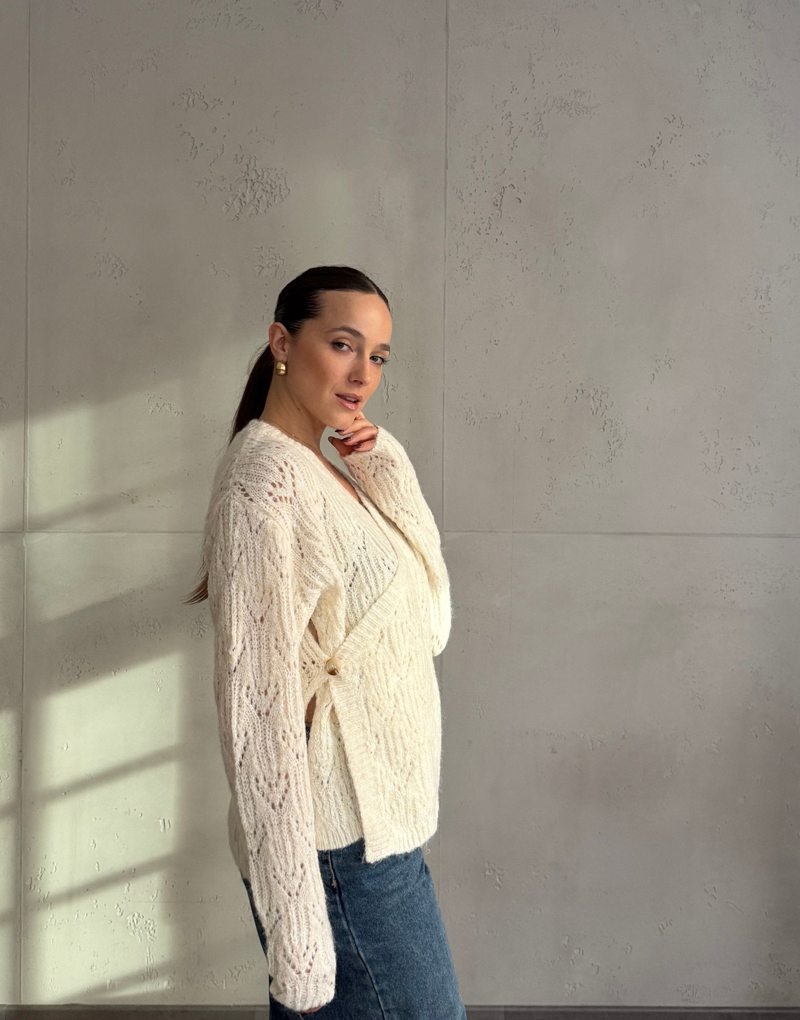 Strickjacke mit Taillen - Knopf - Switch - Fashion