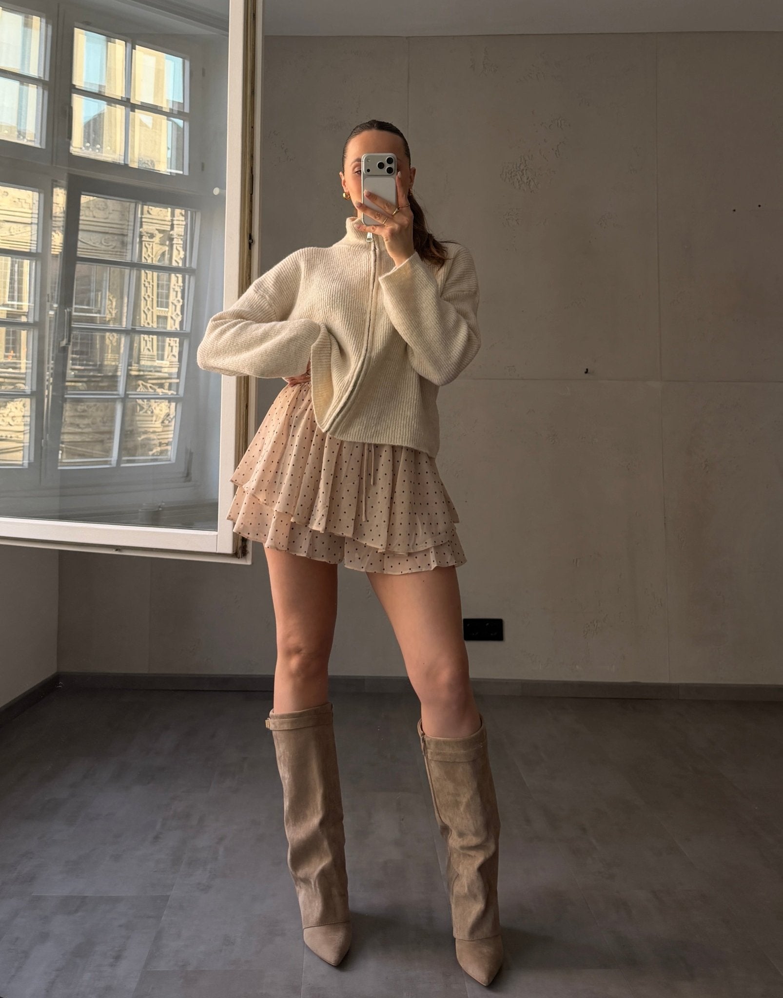 Strickjacke "Uni" mit Reißverschluss und Stehkragen - Switch - Fashion