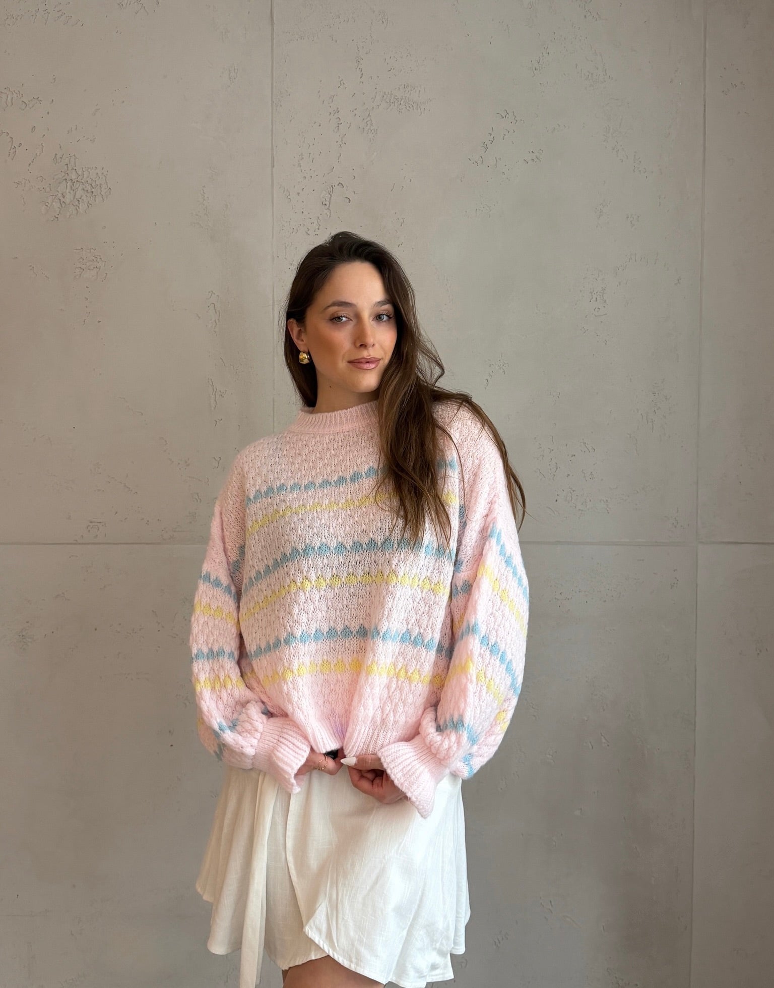 Strickpullover mit geometrischem Muster & Weitem Arm - Switch - Fashion