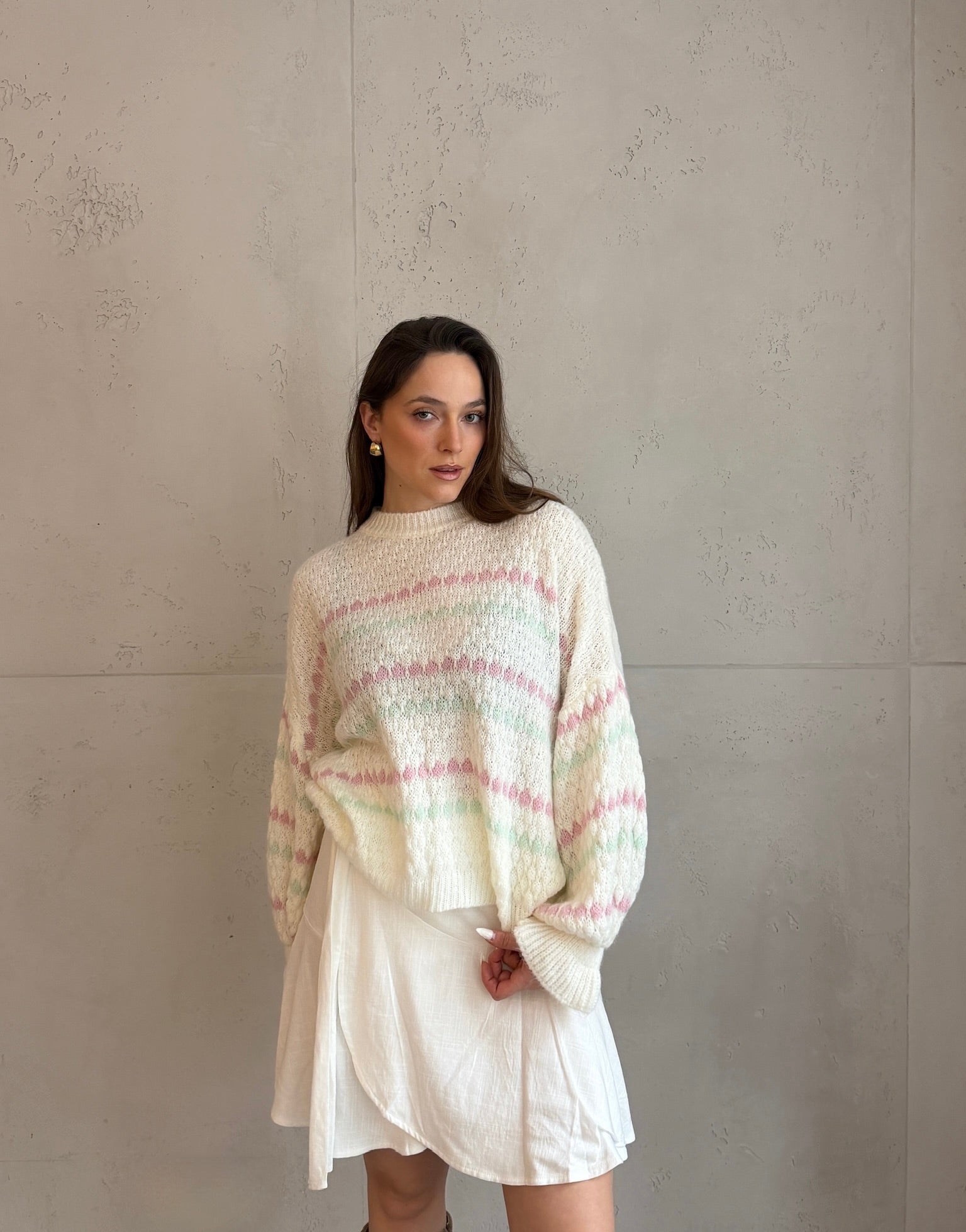 Strickpullover mit geometrischem Muster & Weitem Arm - Switch - Fashion