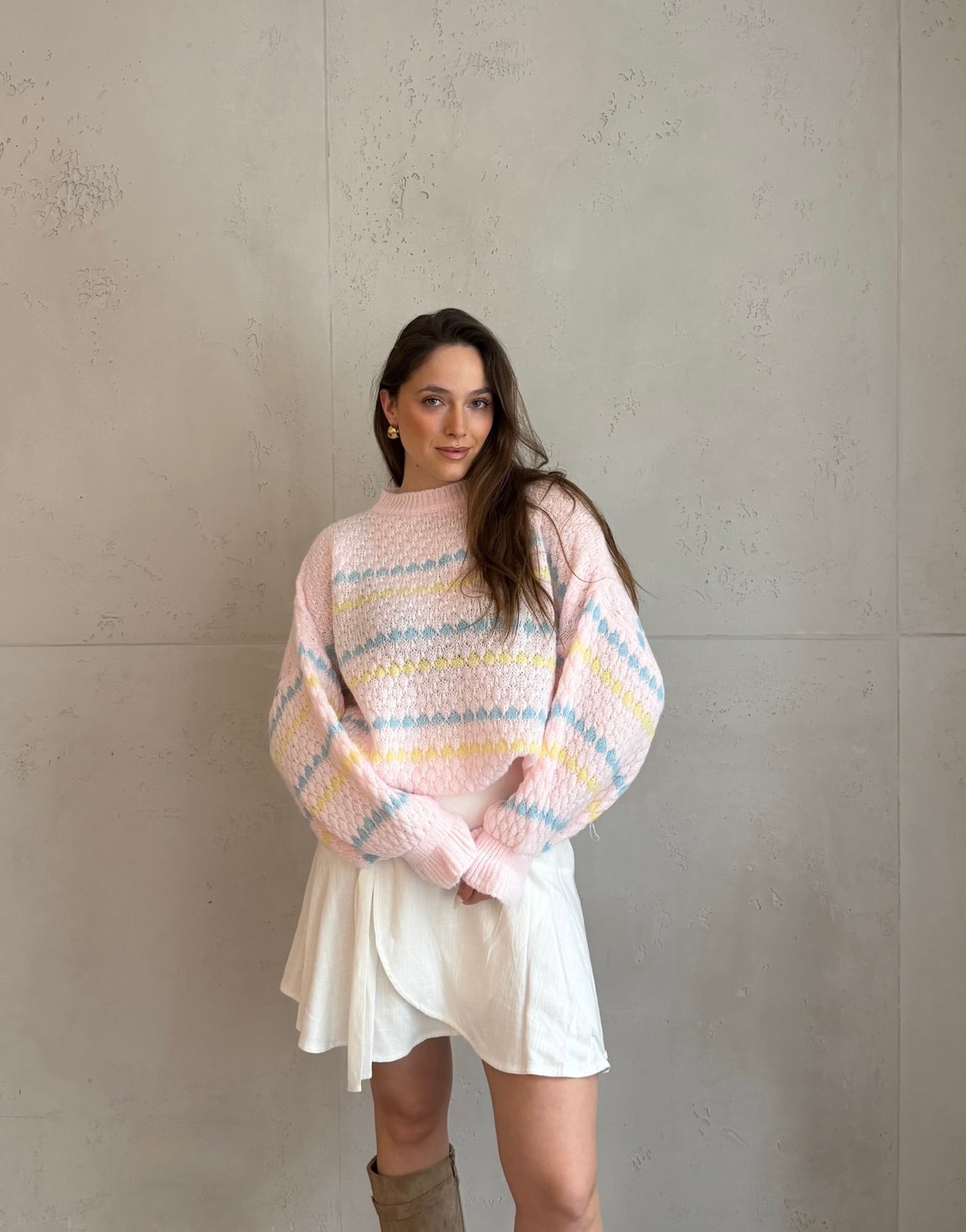 Strickpullover mit geometrischem Muster & Weitem Arm - Switch - Fashion
