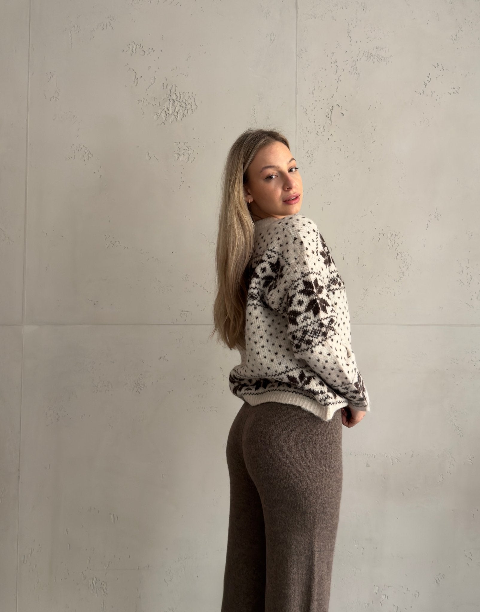 Strickzipper mit Schneeflocken Design – Offwhite - Switch - Fashion