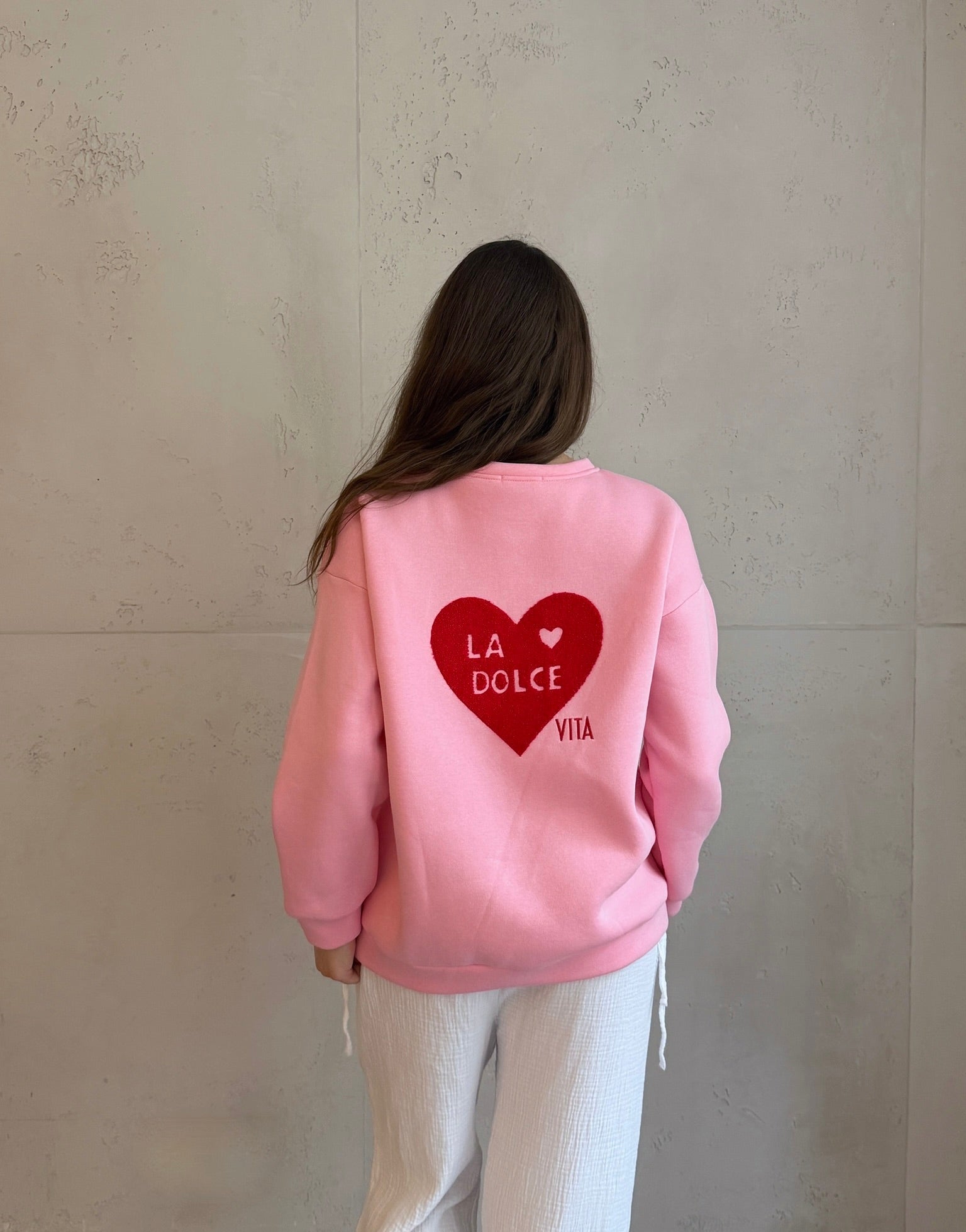 Sweatshirt mit Dolce Vita Backprint & Herz - Switch - Fashion