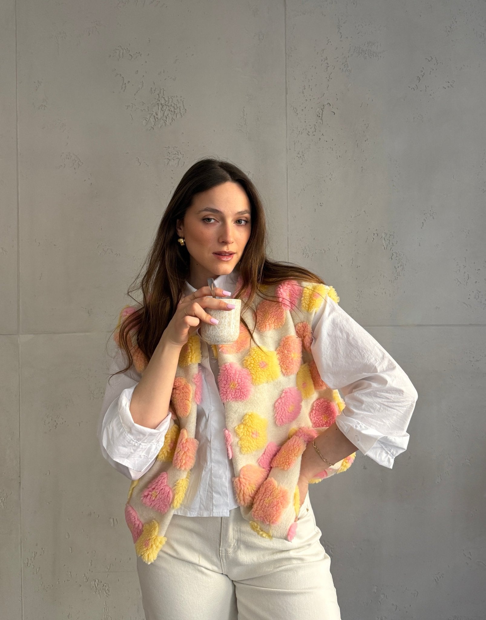 Teddy - Weste mit 3D Flower Applikation - Switch - Fashion