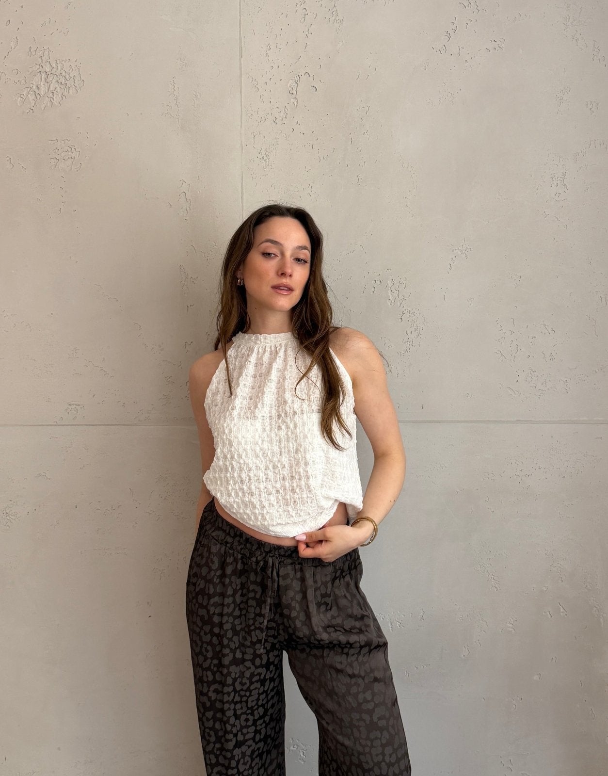 Top in Waffelstruktur mit Schleife – Krepp - Material - Switch - Fashion