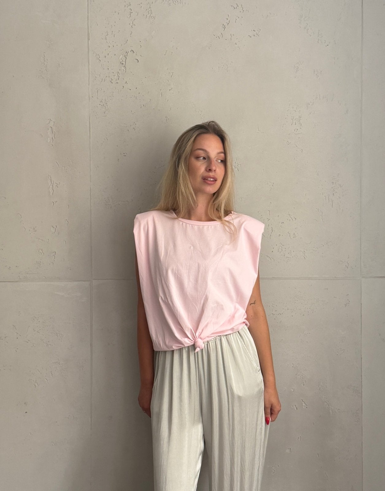 Top mit Schulterpolstern in Uni - Switch-Fashion