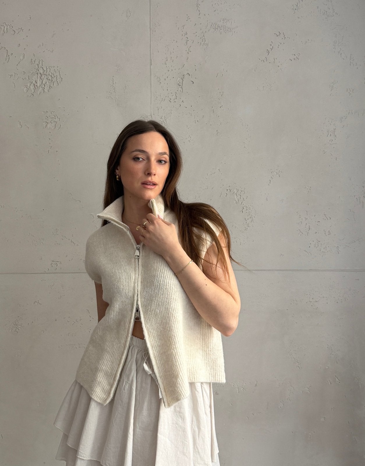 Uni Stehkragen Pullunder mit Zip - Switch - Fashion