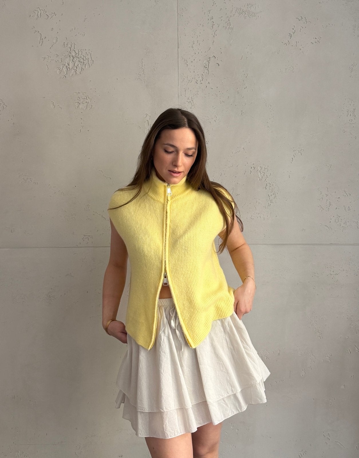 Uni Stehkragen Pullunder mit Zip - Switch - Fashion